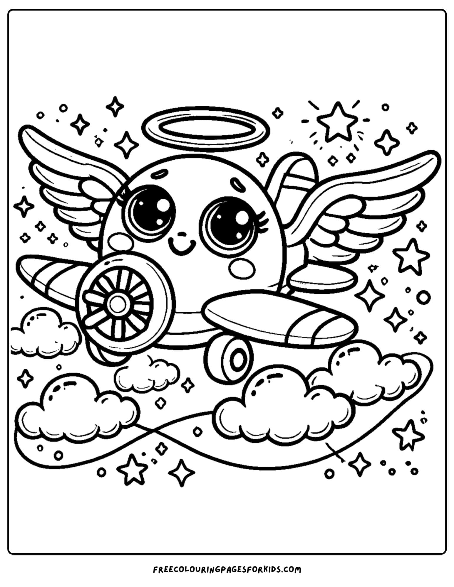 airplane with angel wings coloring page