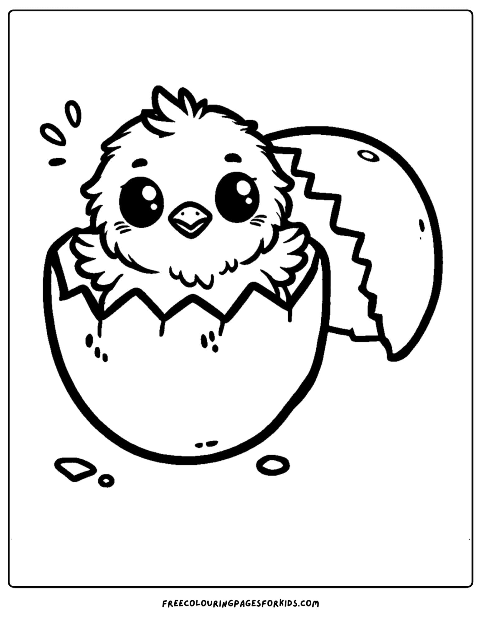 baby chicken hatching from an egg coloring page