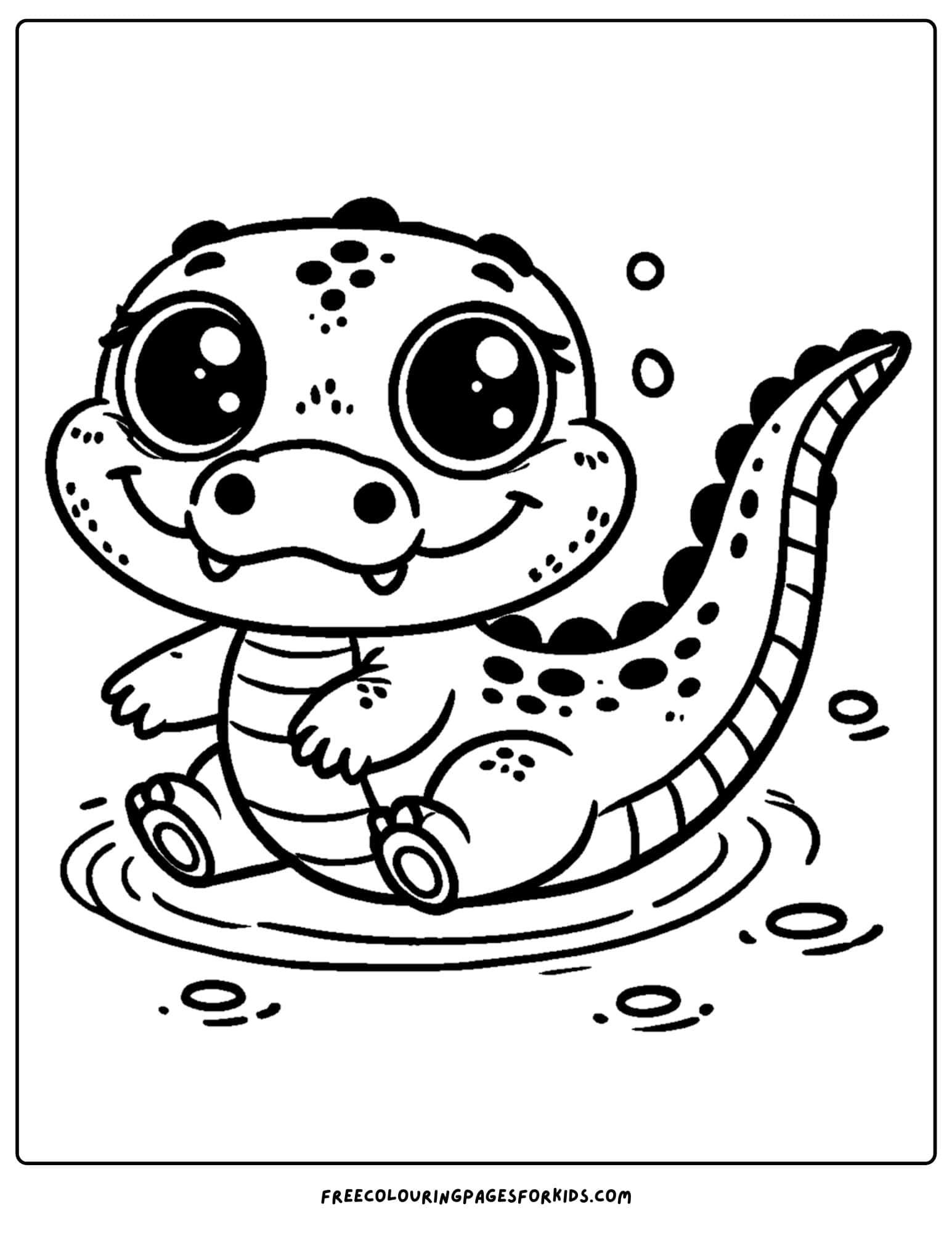 baby crocodile in the water coloring page