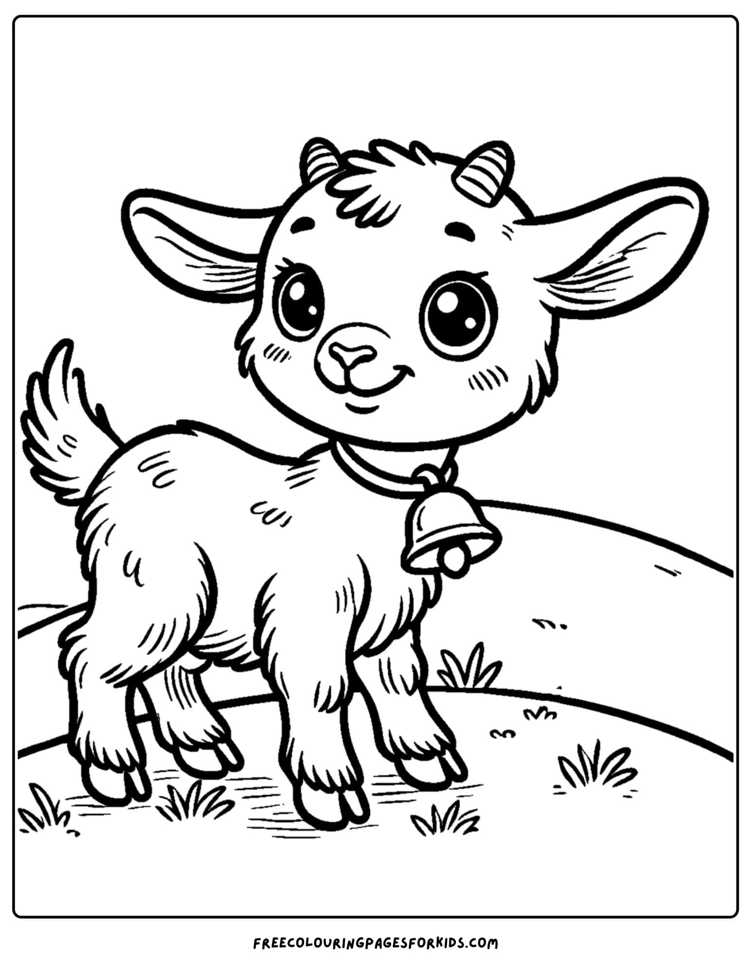 baby goat in a field coloring page