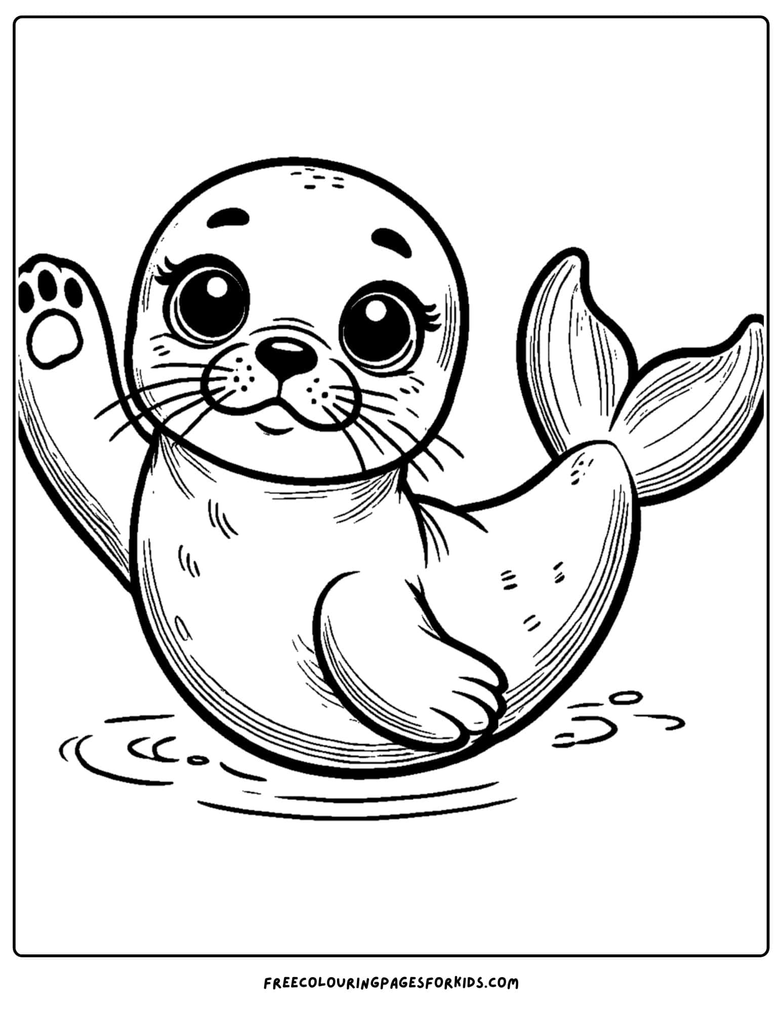 baby seal waving coloring page