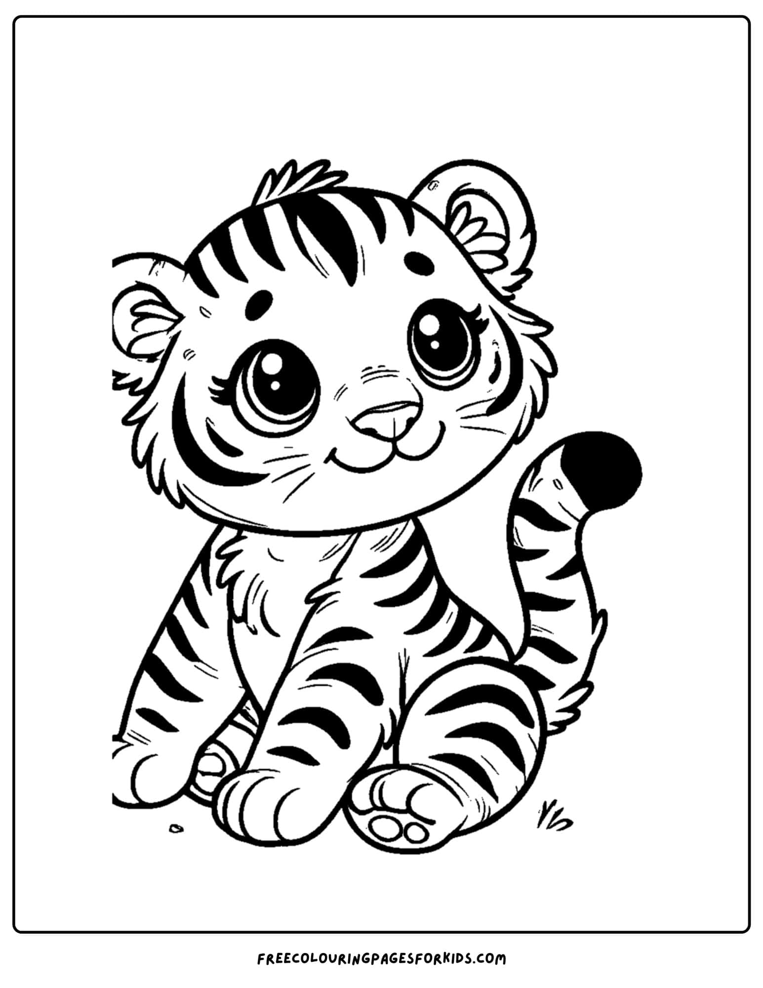 baby tiger sitting coloring page