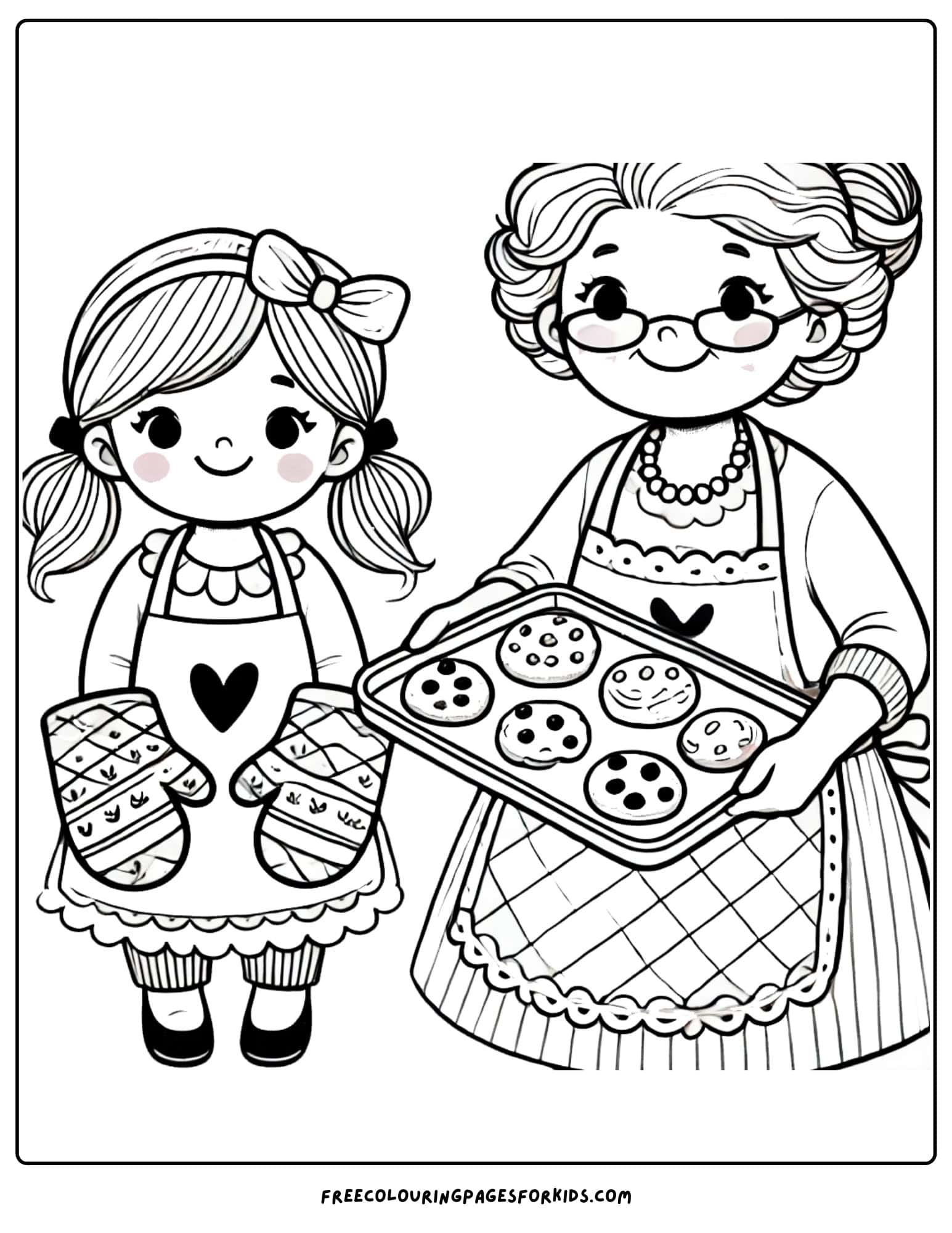 baking with aprons on coloring page