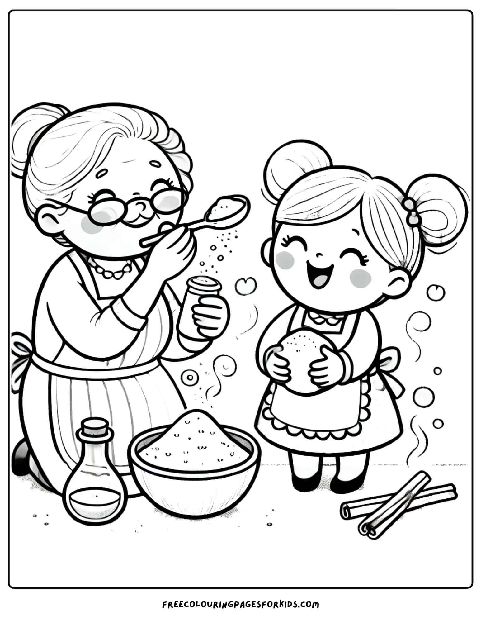 baking with cinnaon and spices coloring page