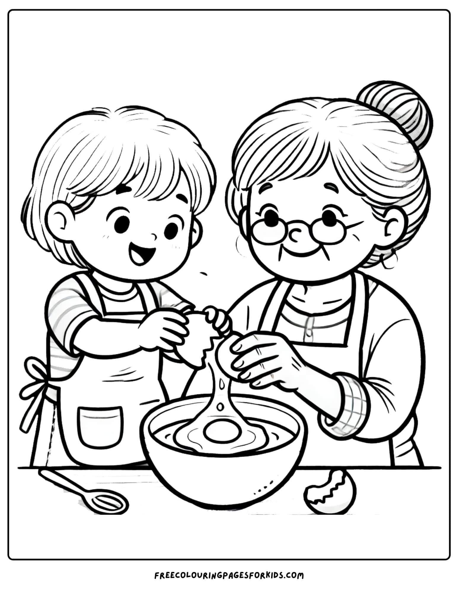 baking and cracking an egg coloring page