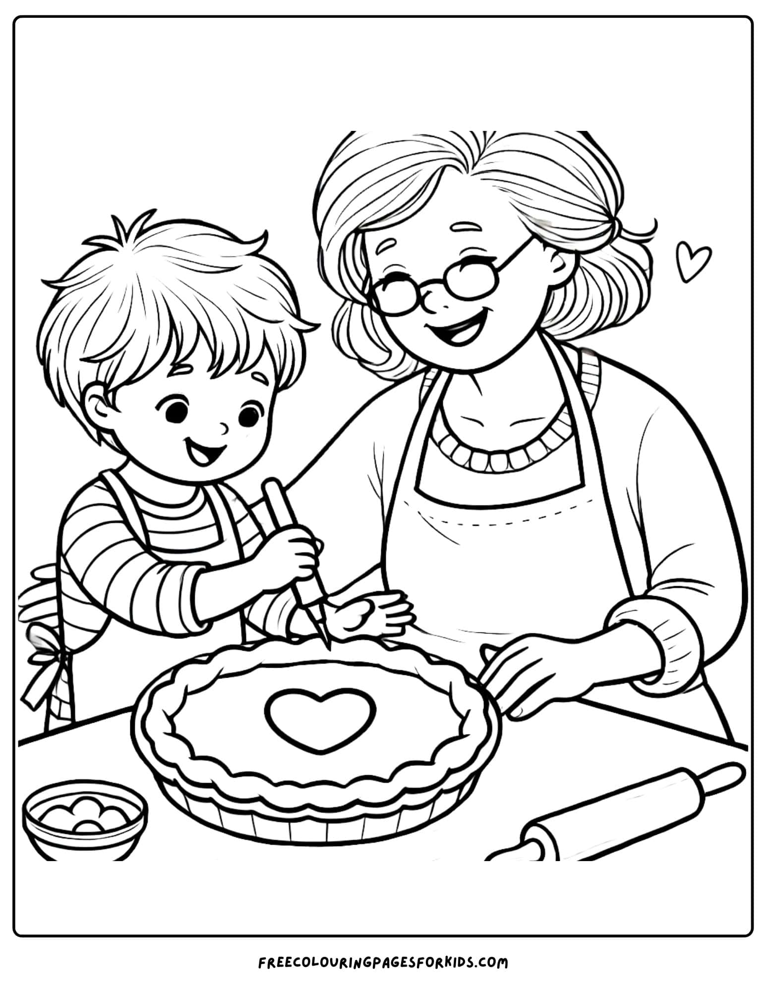 baking grandmas famous pie coloring page