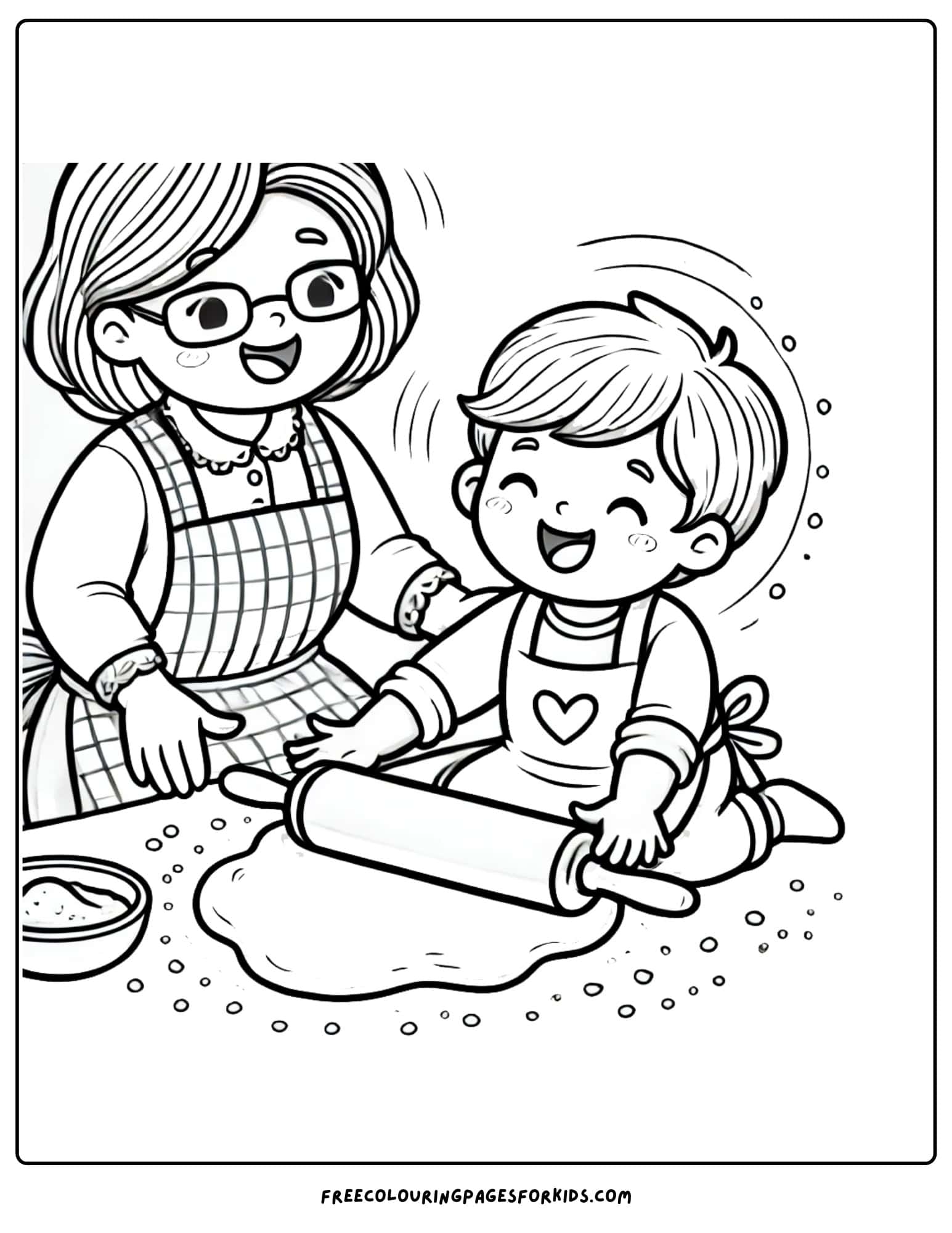 baking with grandmas rolling pin coloring page