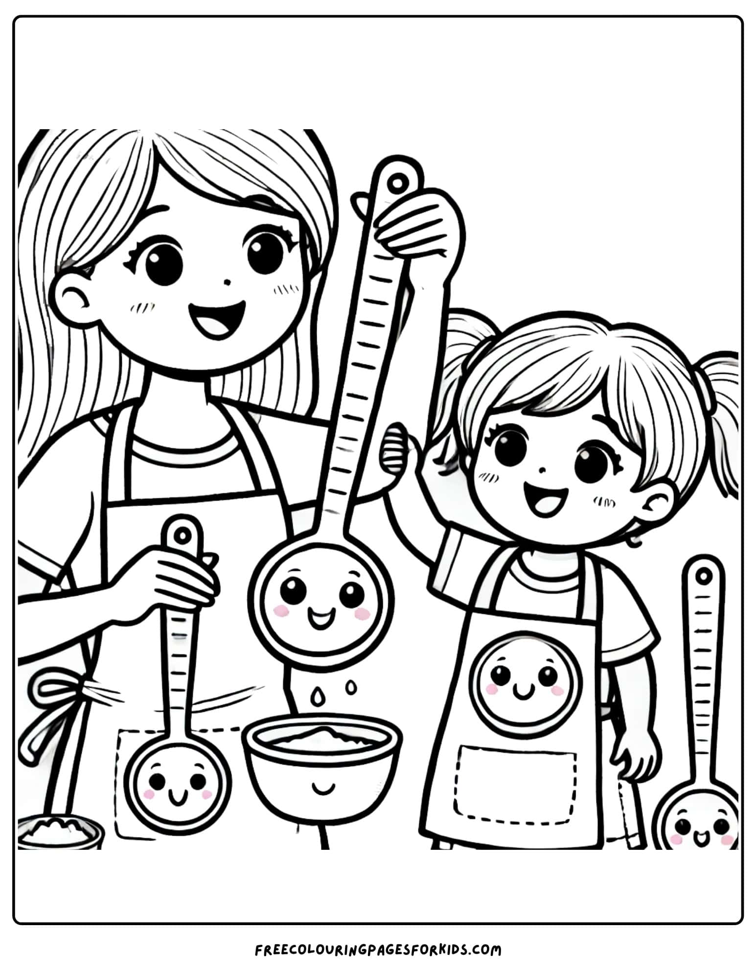 baking using measuring spoons coloring page