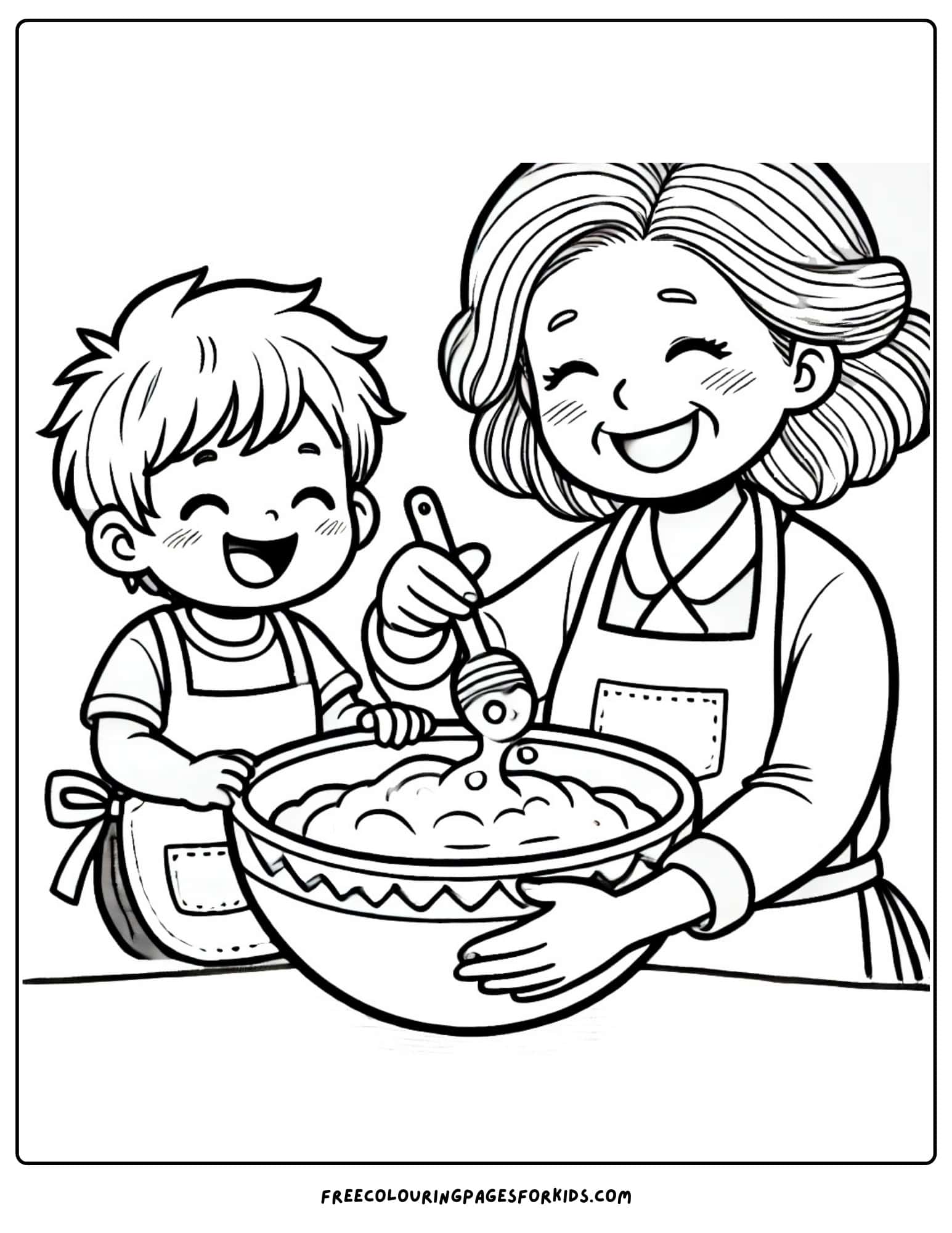 baking with grandma coloring page