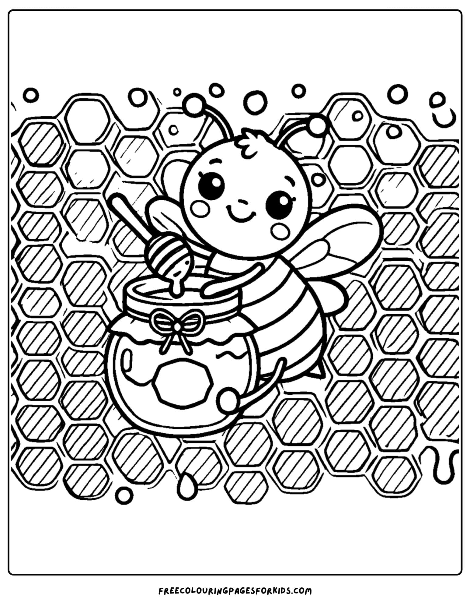 bee making honey in the hive coloring page