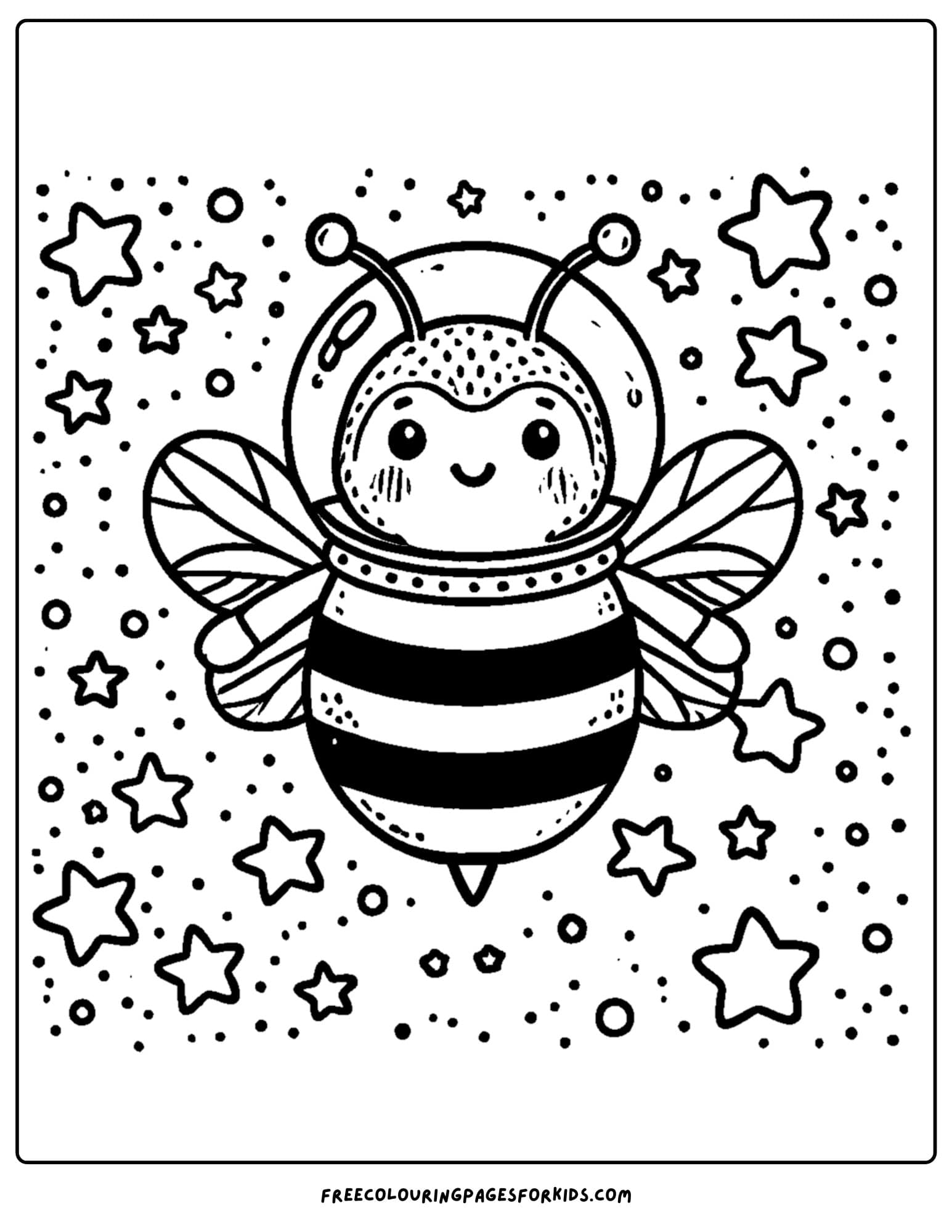 bee as an astronaunt coloring page