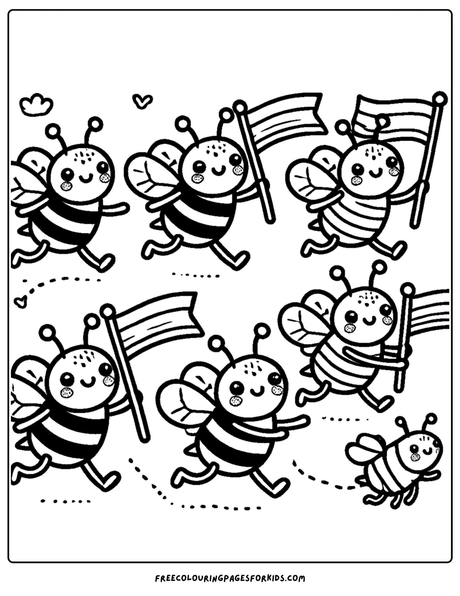 bee parade coloring page