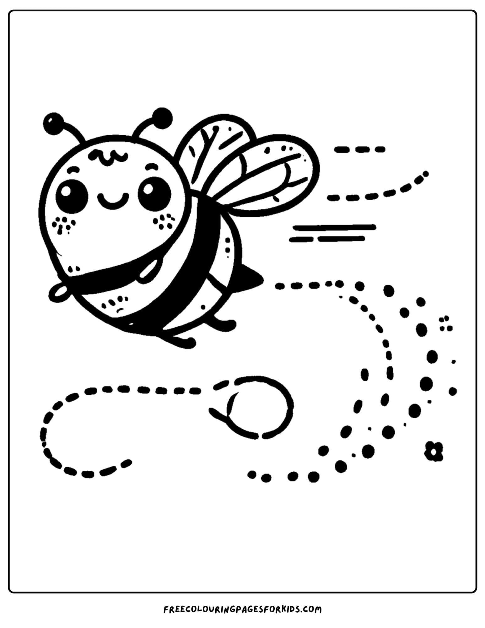 bee happily flying along coloring page