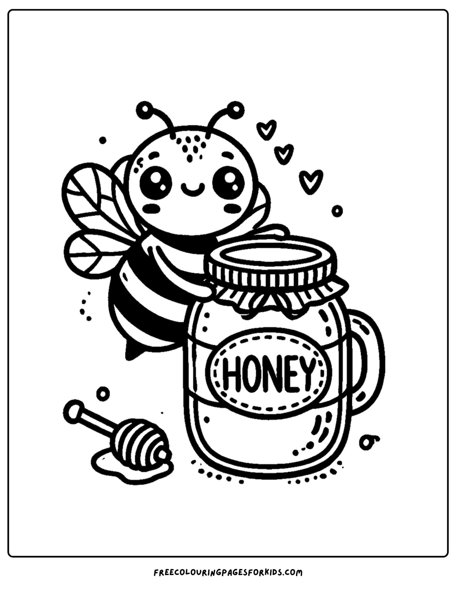 bee with a jar of honey coloring page