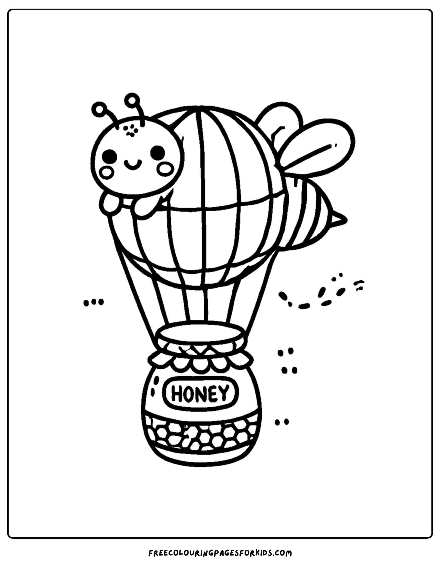 bee hot air balloon coloring page