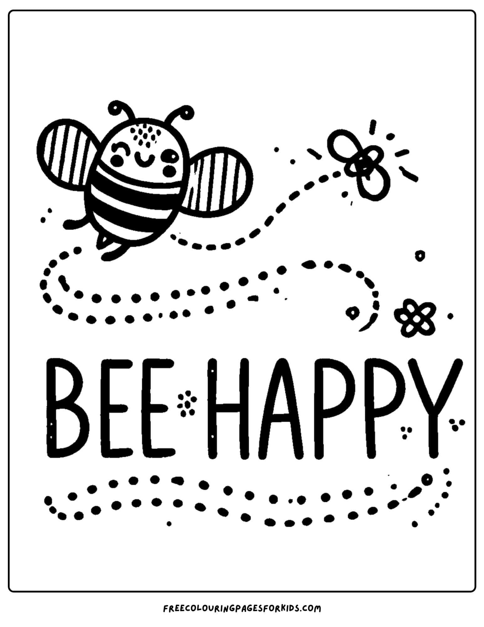 bee spelling the words bee happy coloring page