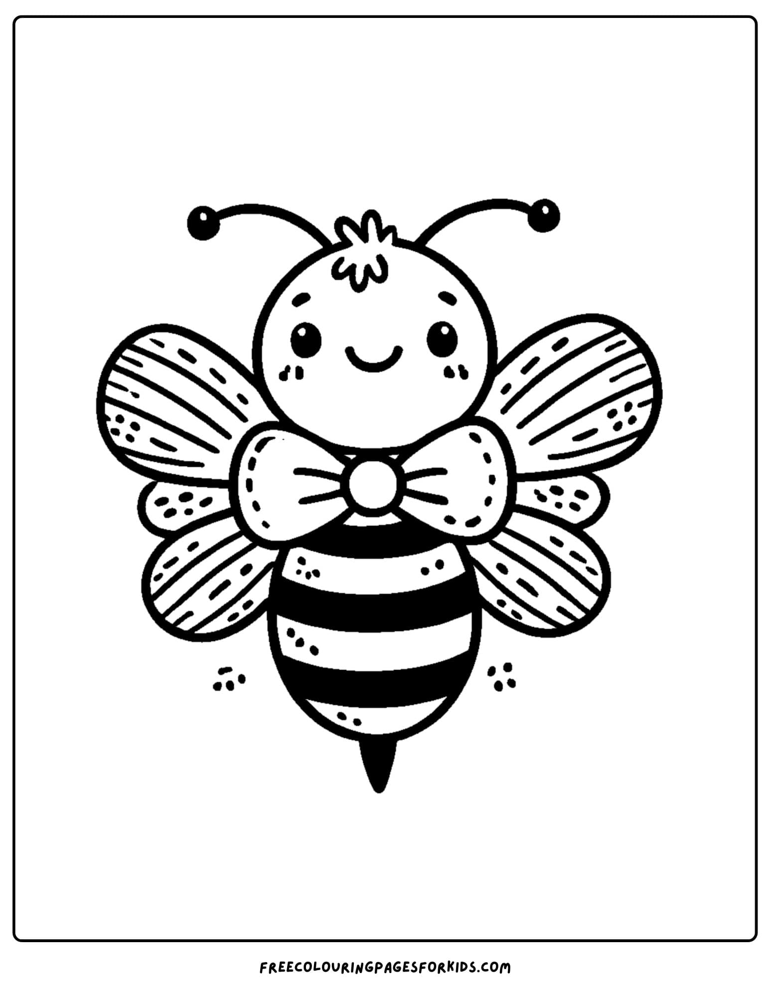 bee with a big bowtie coloring page