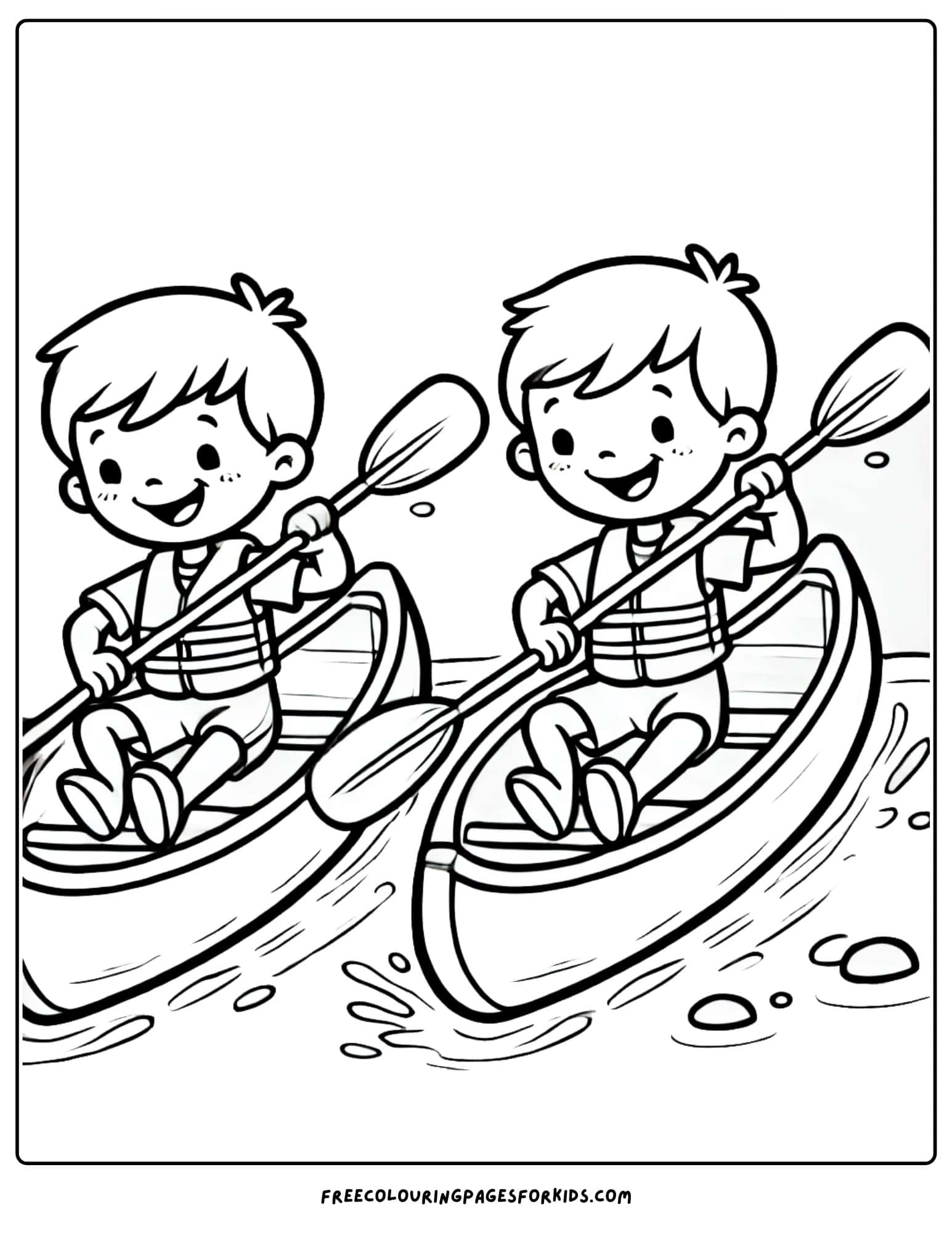 canoe racing coloring page