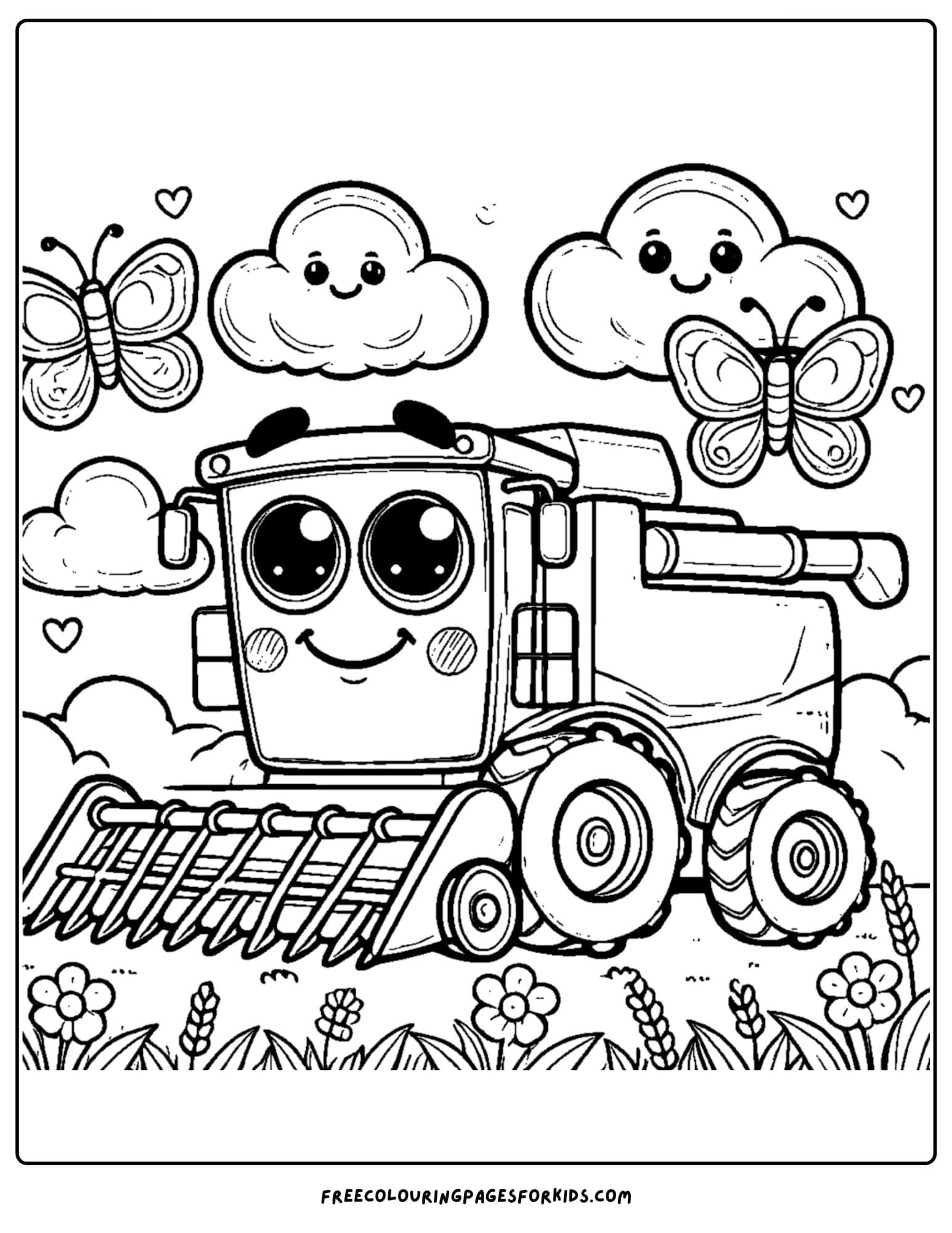 combine with clouds and butterflies coloring page