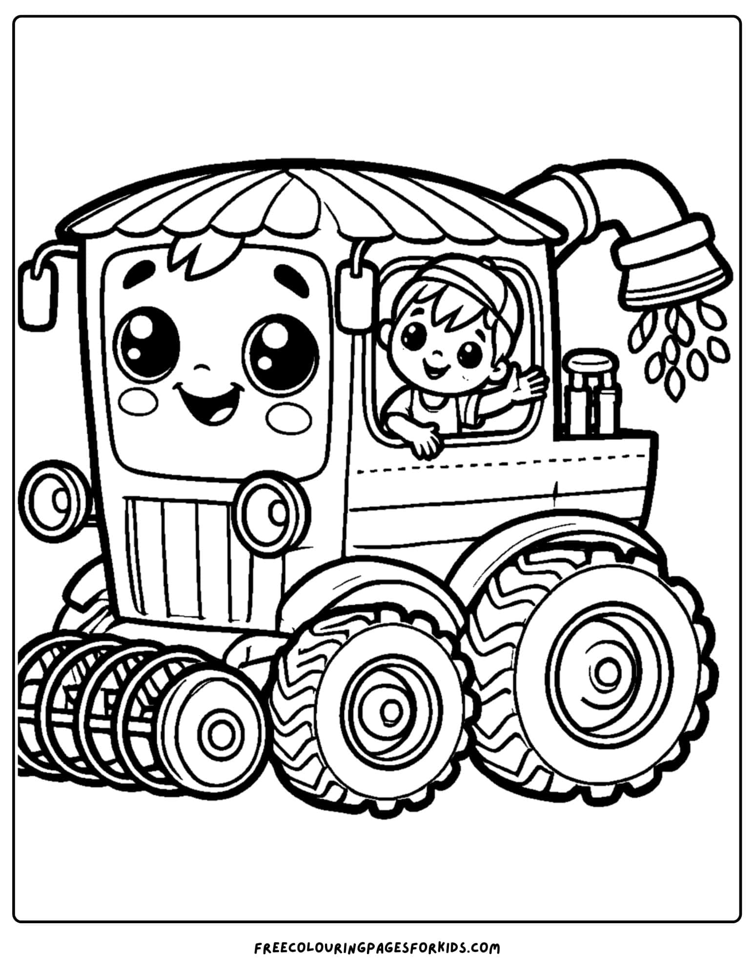 combine with a kid driving it coloring page