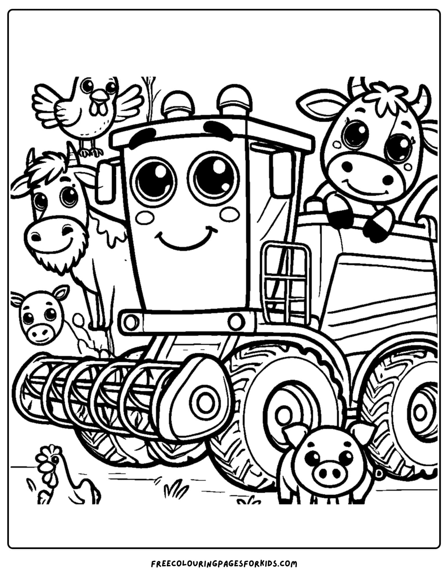 combine with animal friends coloring page