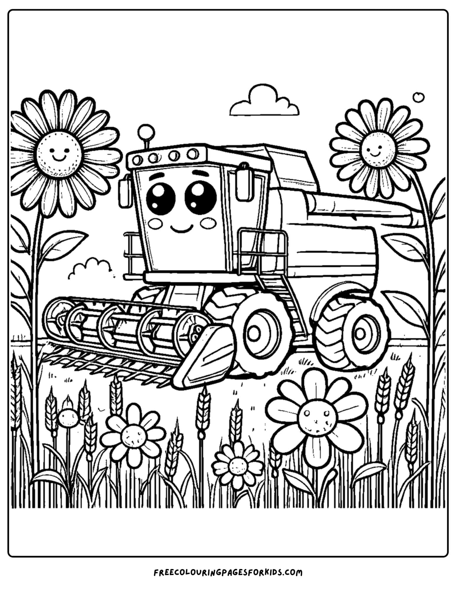 combine and flowers coloring page