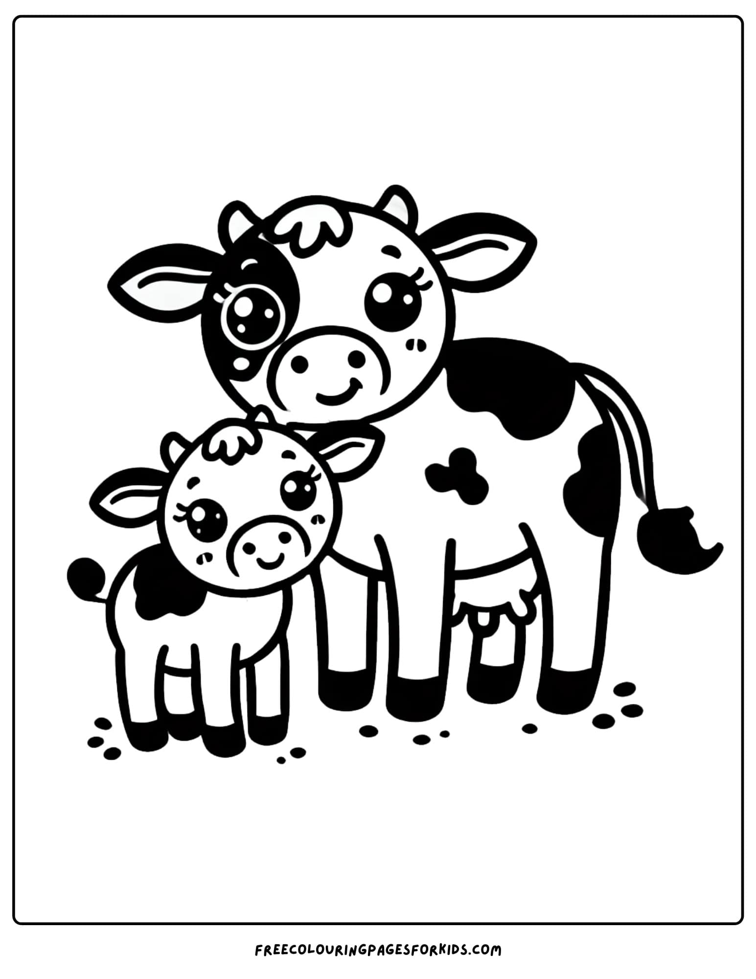 cow mother and calf coloring page