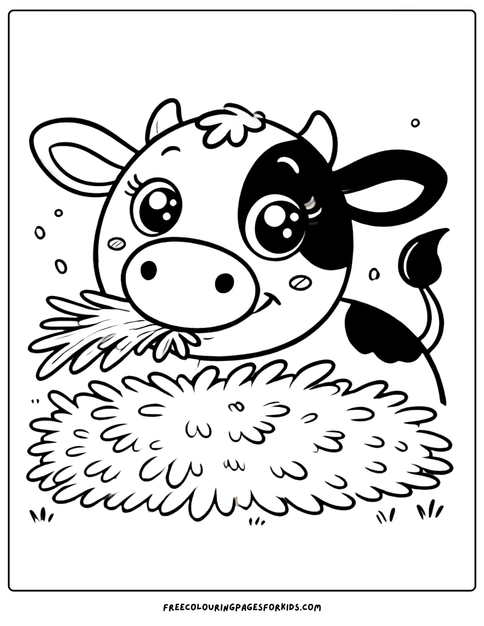 cow eating grass coloring page