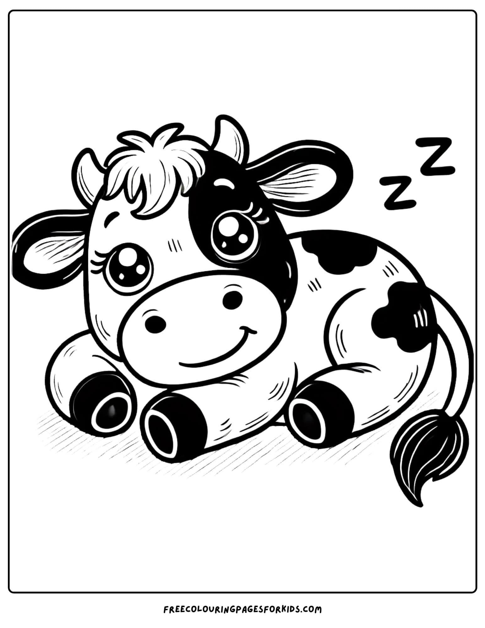 cow laying down and sleeping coloring page