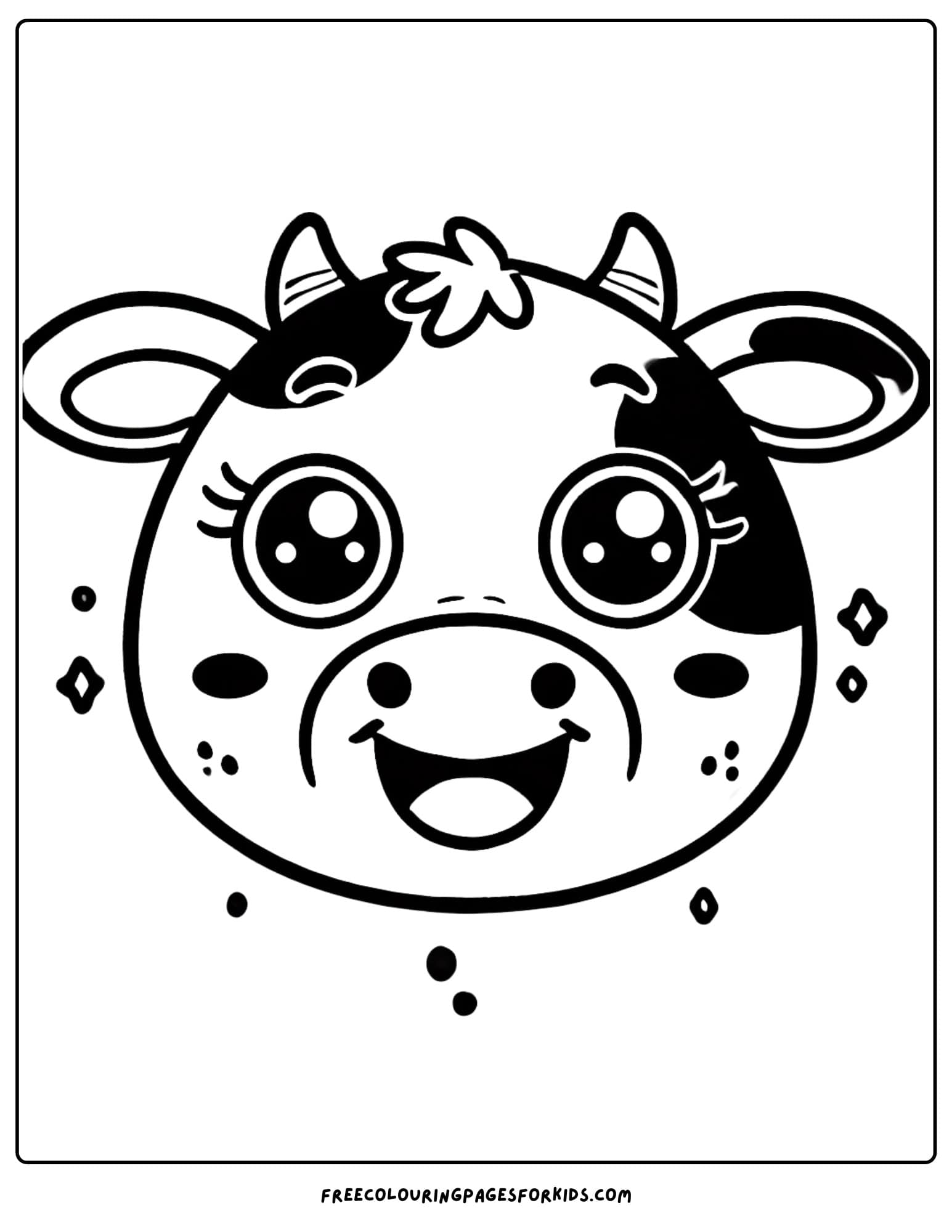 cow smiling big just its face coloring page