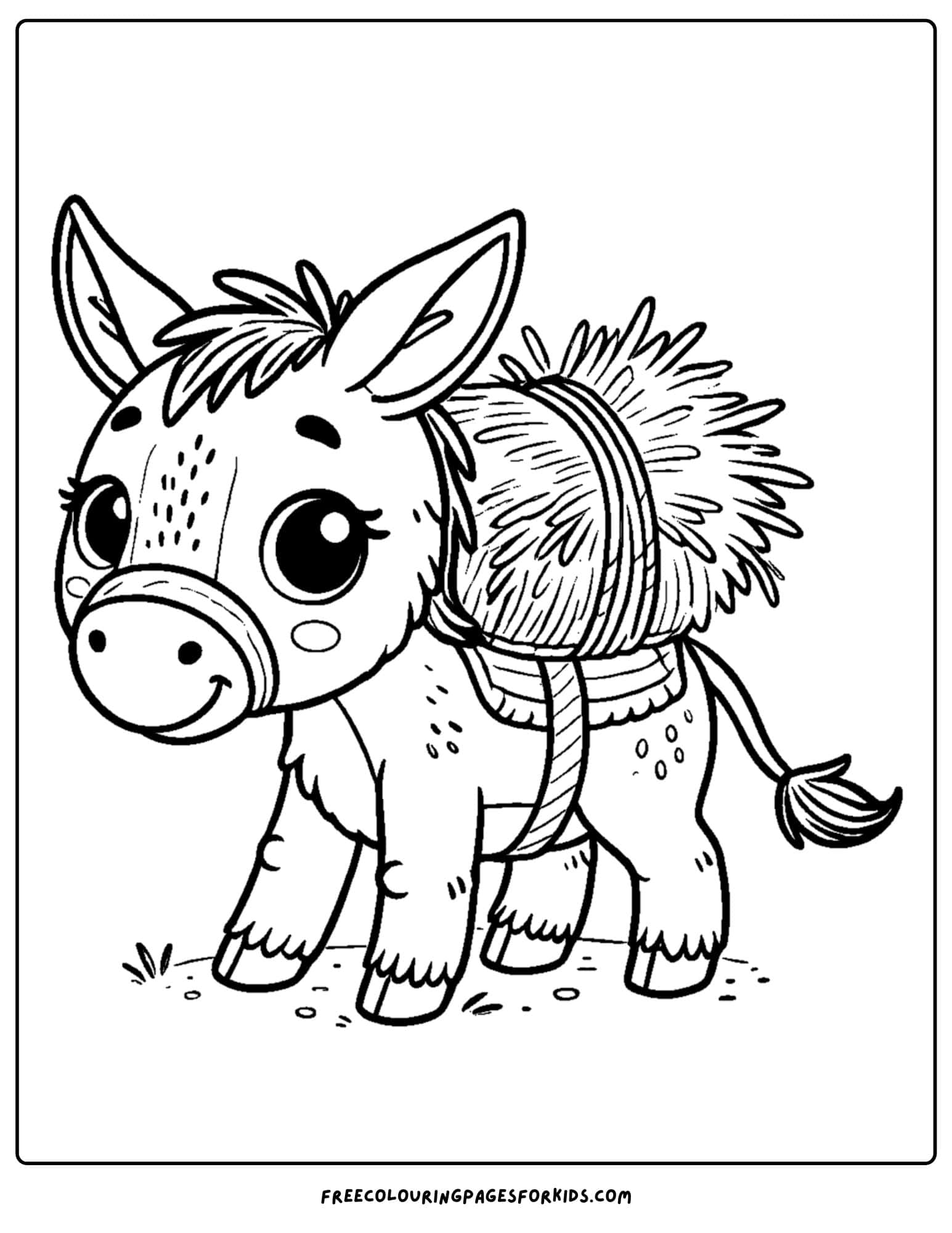 donkey carrying hale bundle coloring page