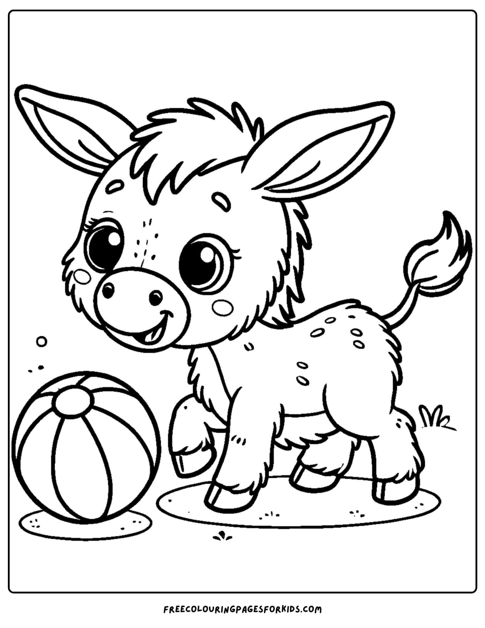 donkey playing with a ball coloring page