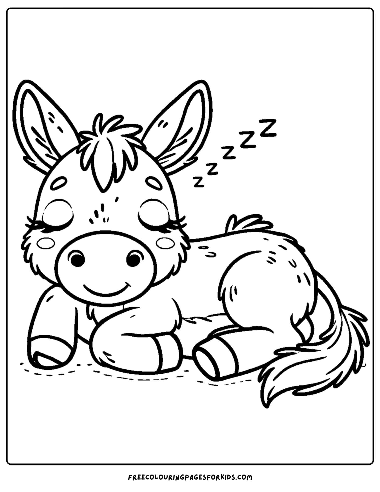 donkey sleeping peacefully coloring page