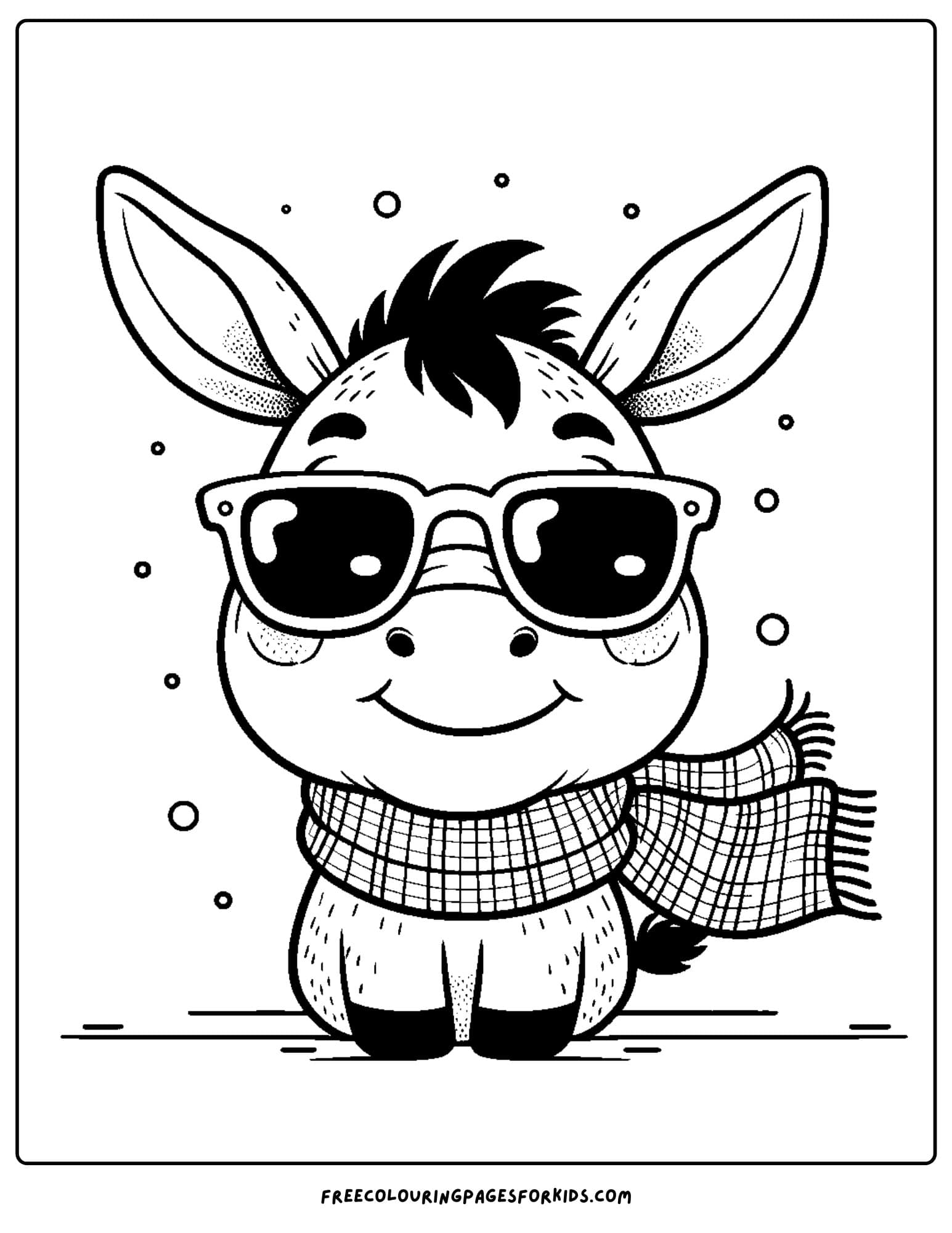 donkey wearing sungalsses coloring page