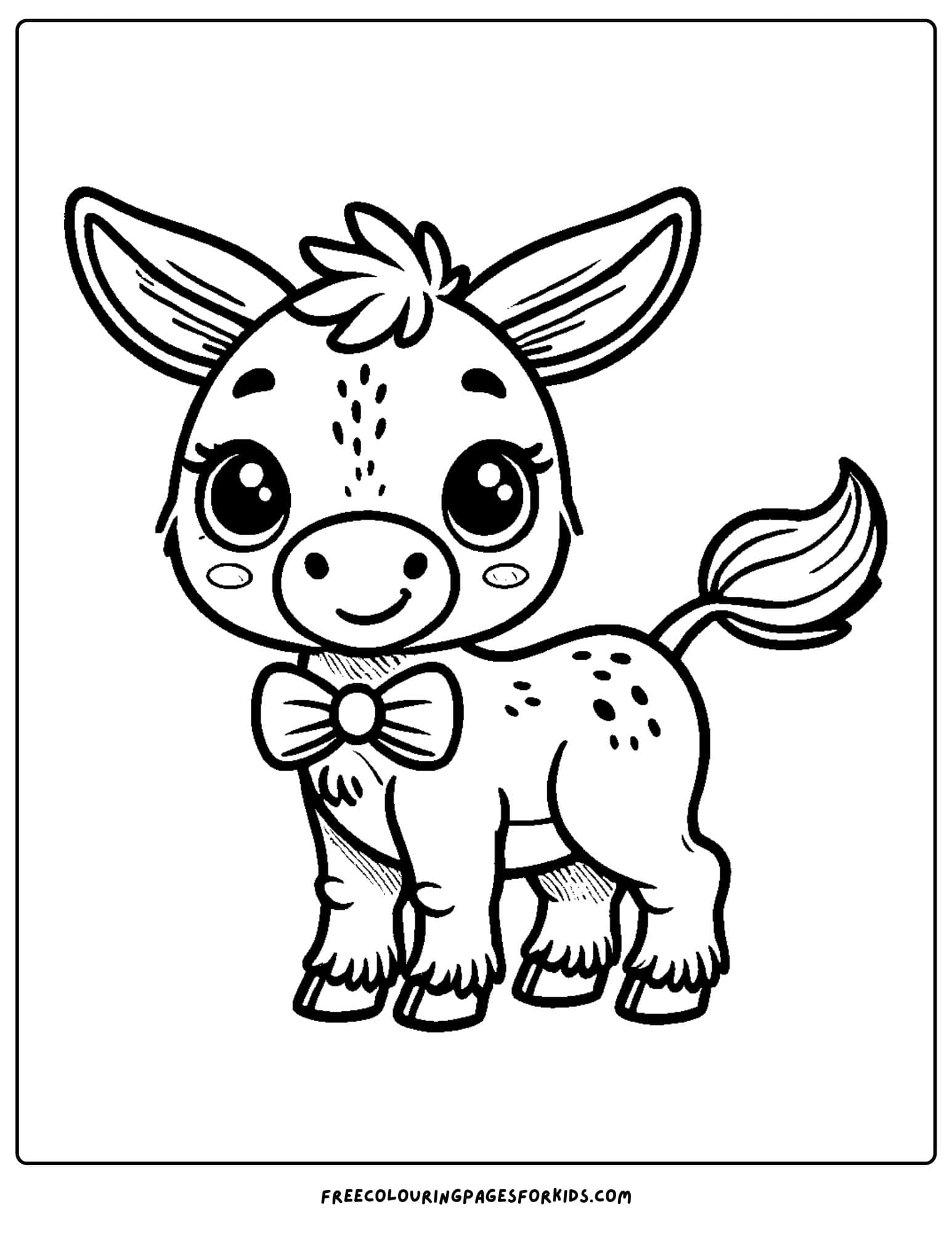 donkey with a bow tie coloring page