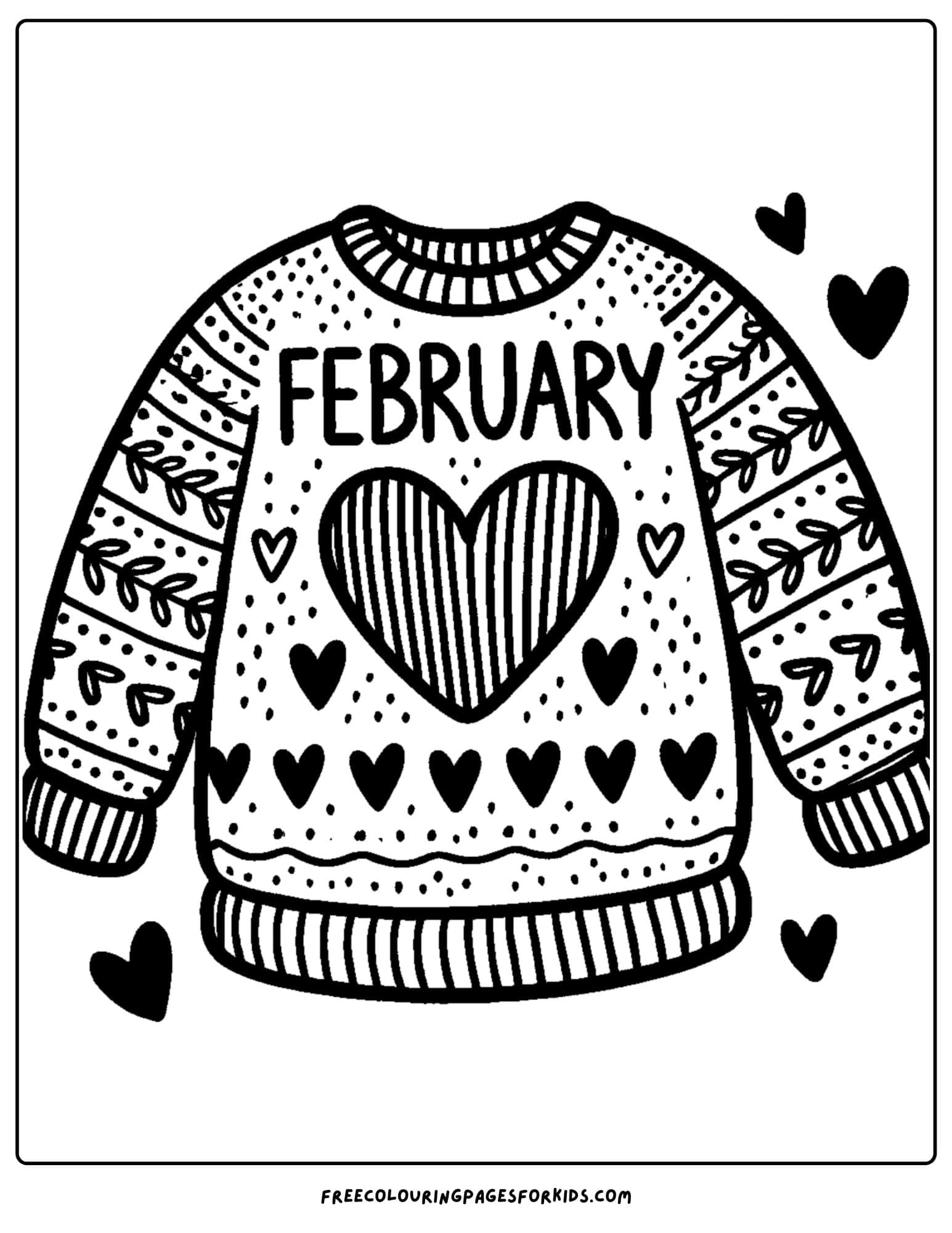 feburary winter sweater coloring page