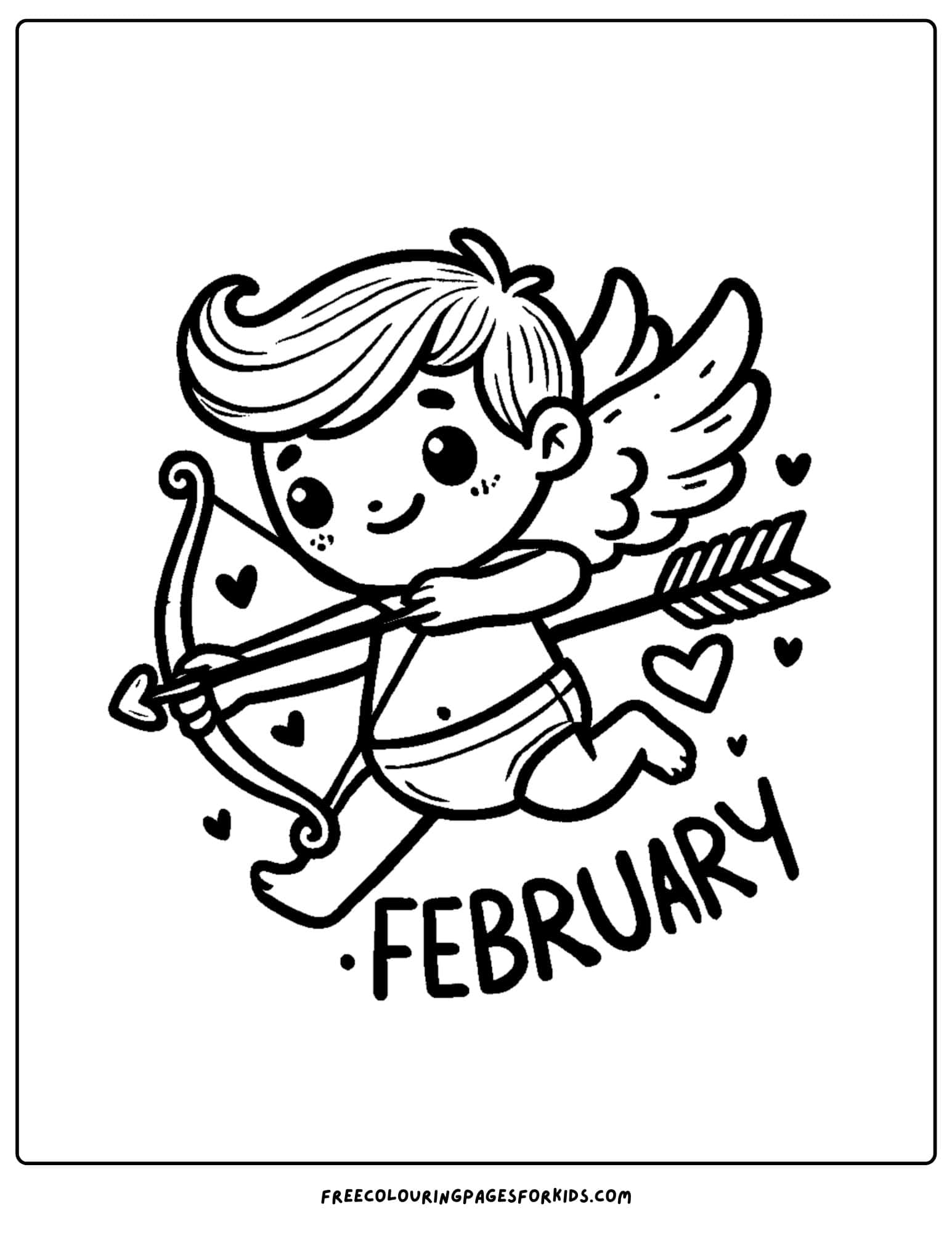 feburary cupid and arrow coloring page