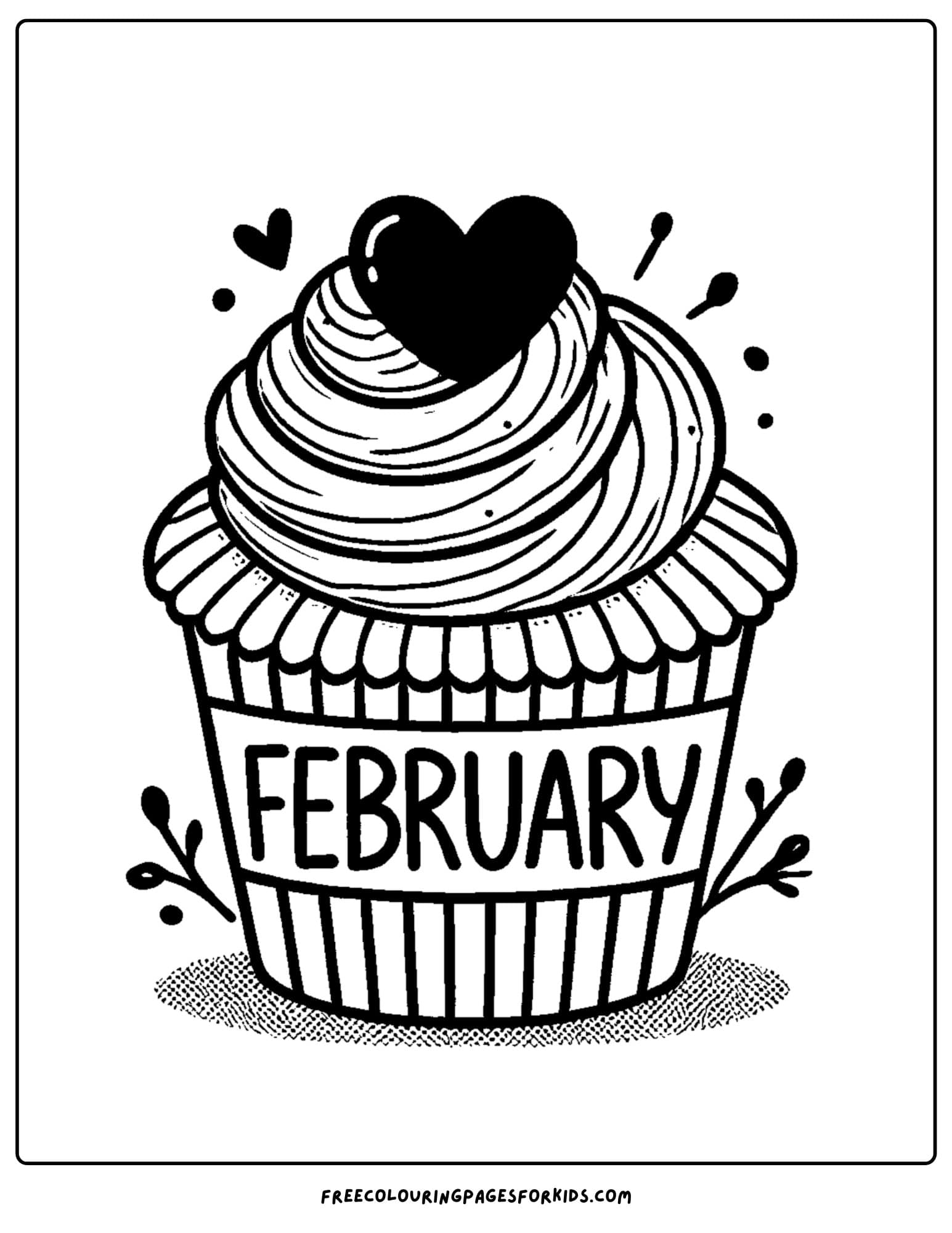 feburary cupcake coloring page