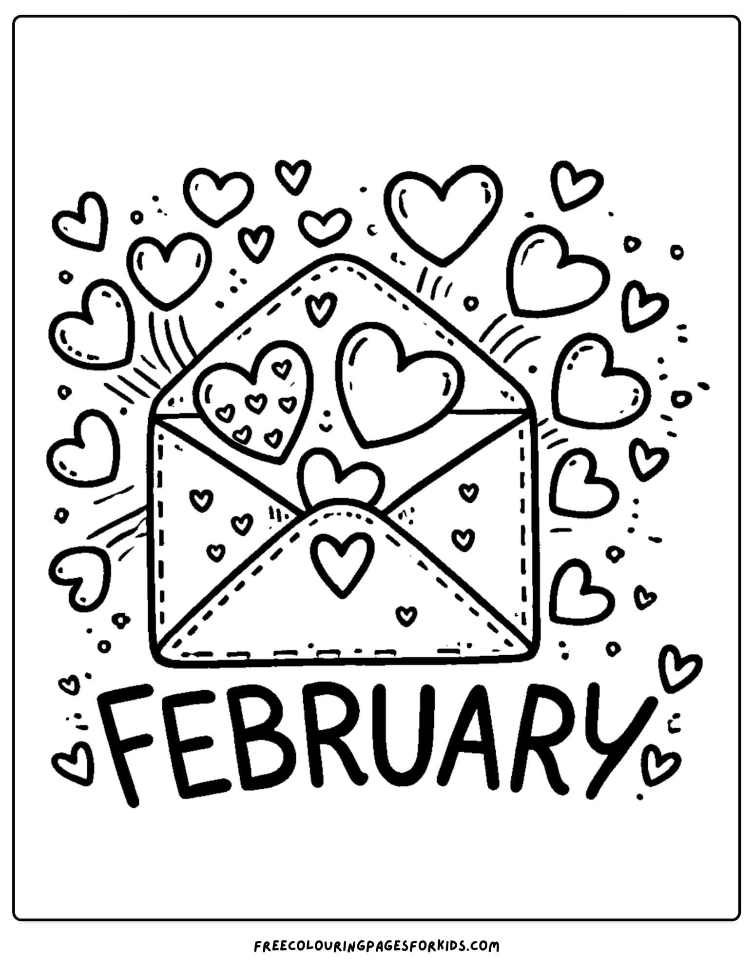 feburary by my valentine card coloring page