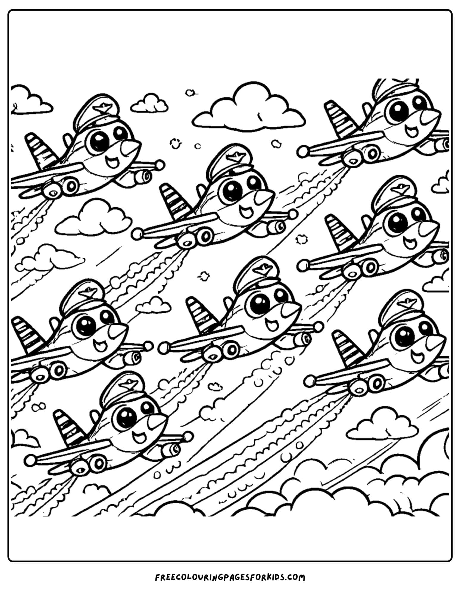 fighter jet parade coloring page