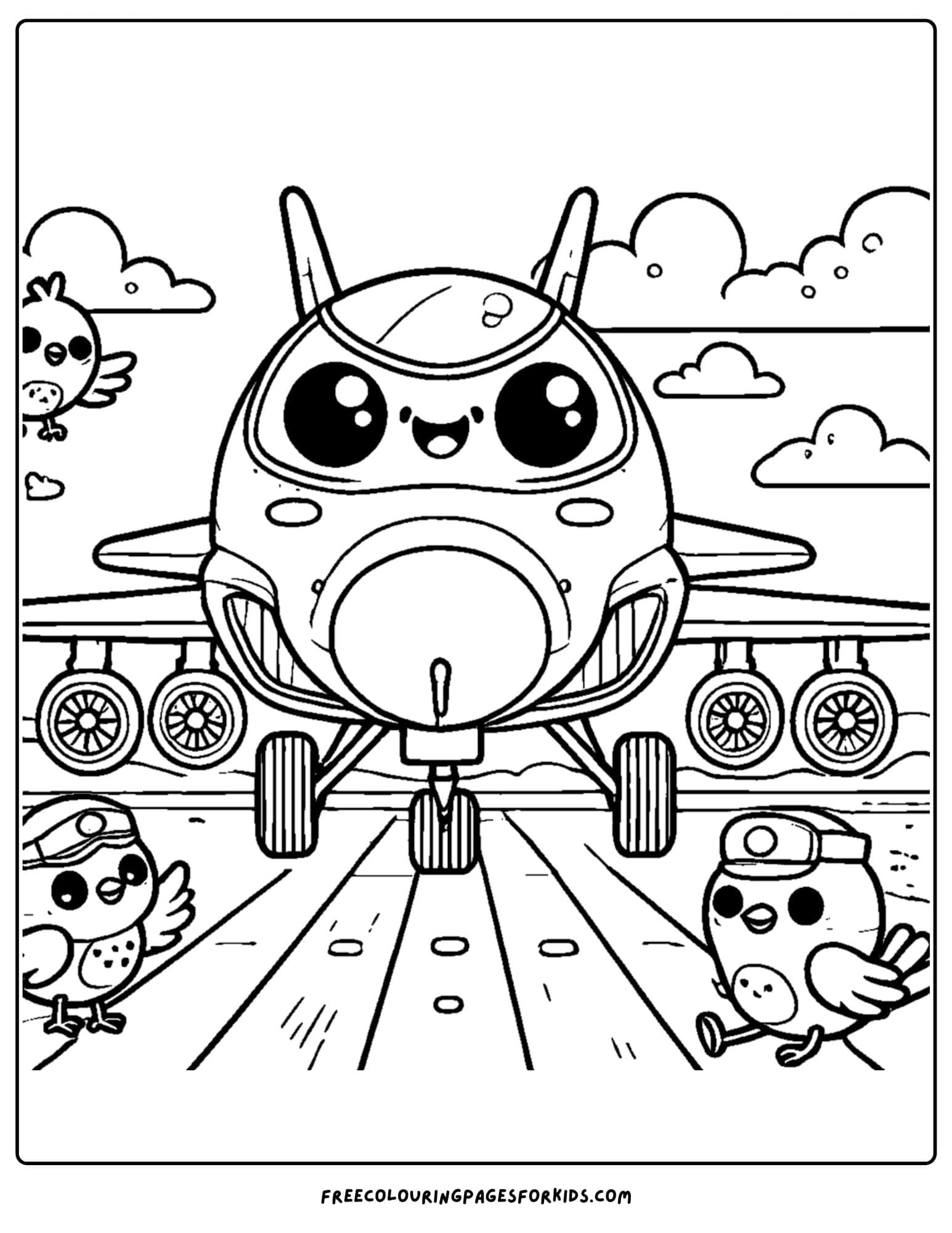 fighter jet on the runway coloring page