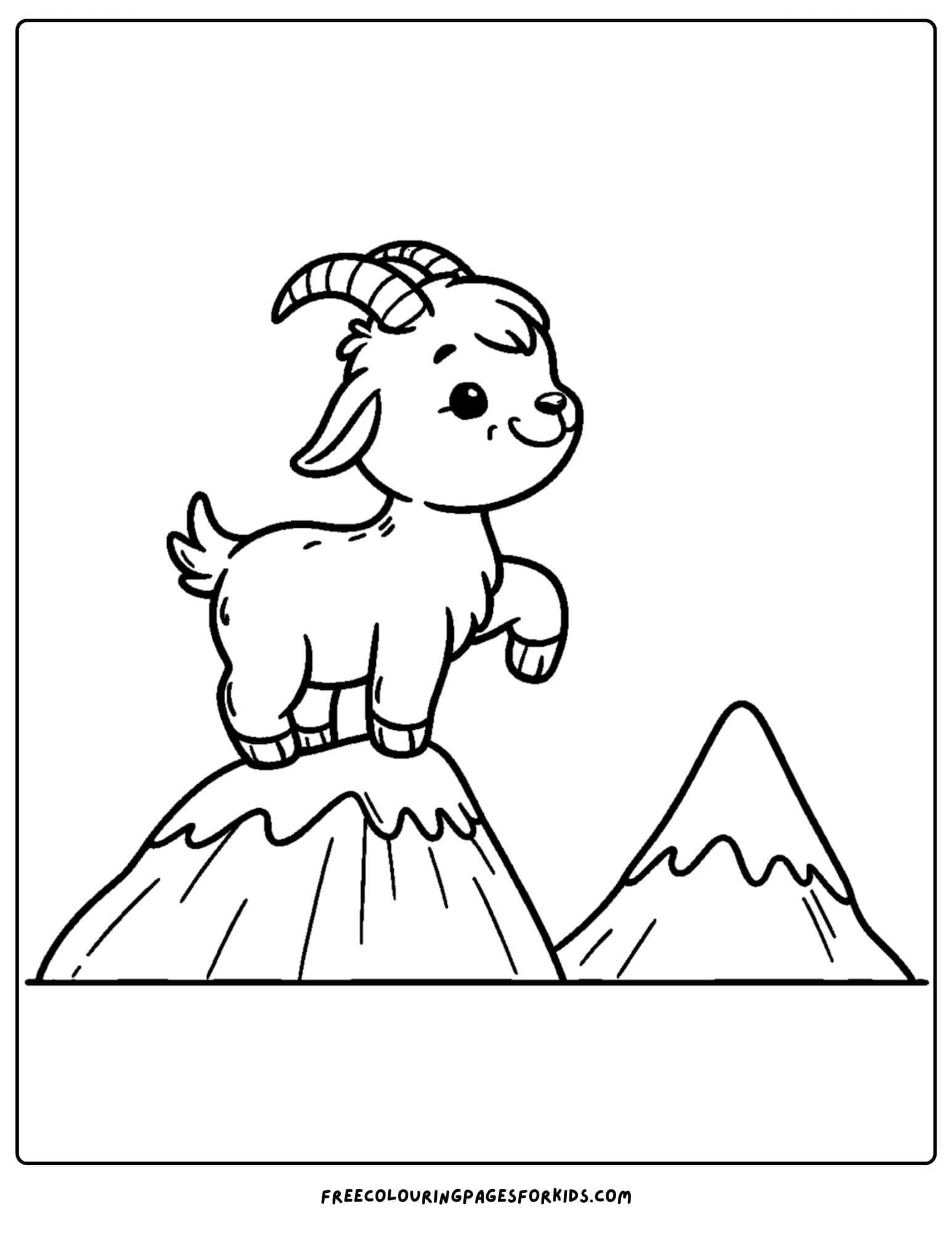 goat climbing a mountain coloring page