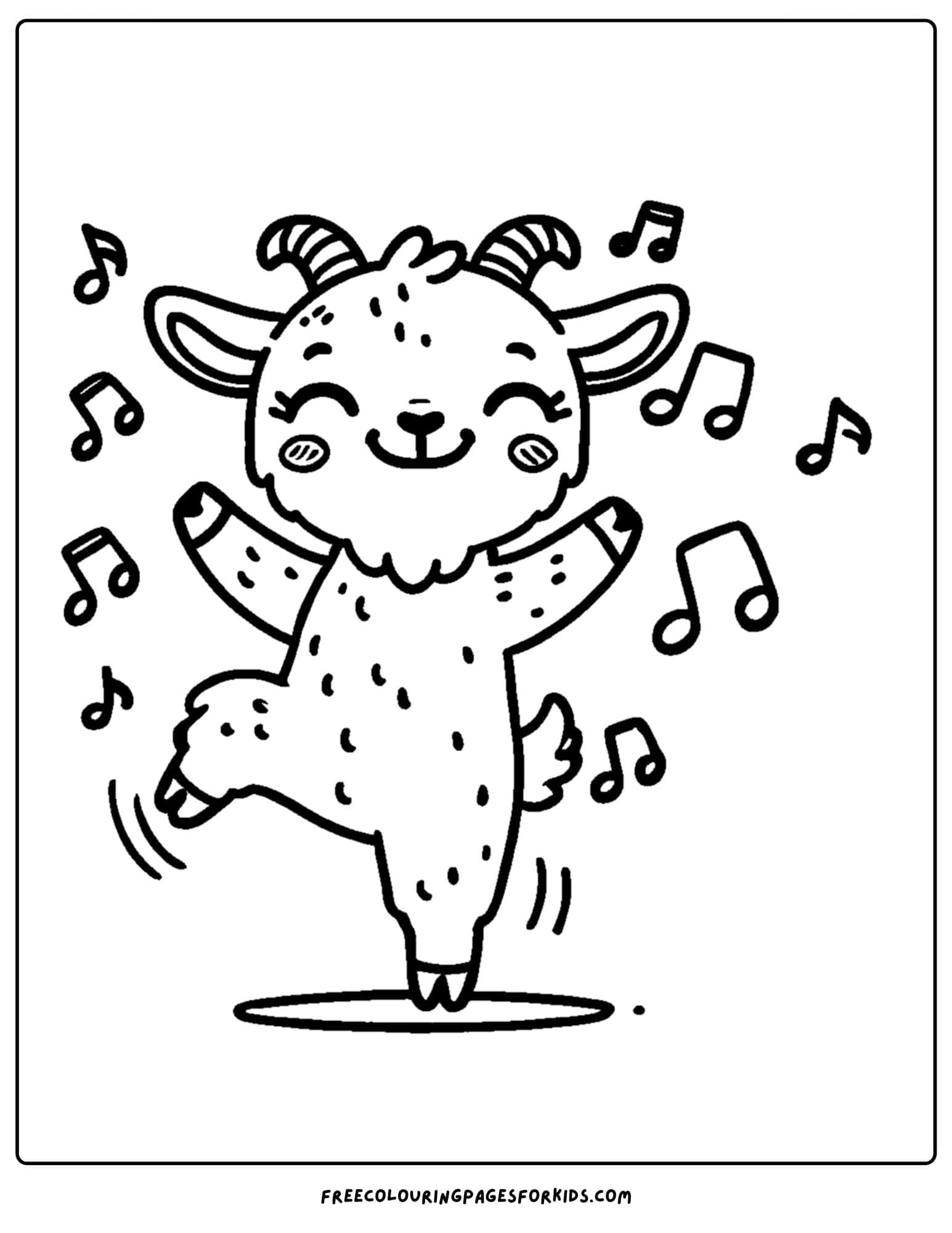 goat dancing with music coloring page