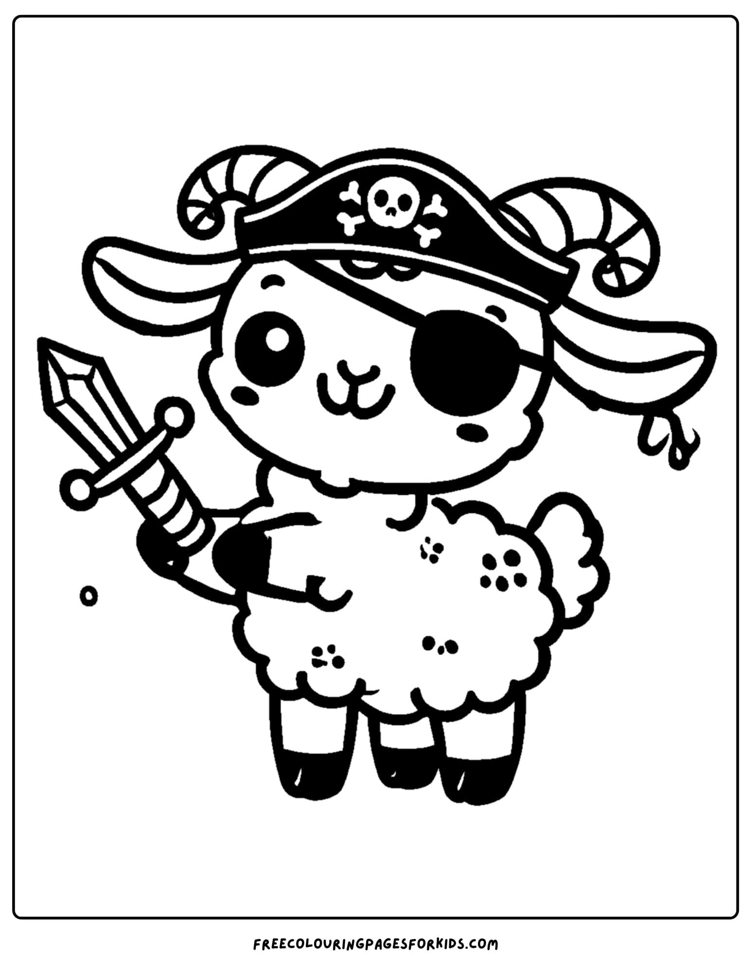 goat dressed as a pirate coloring page