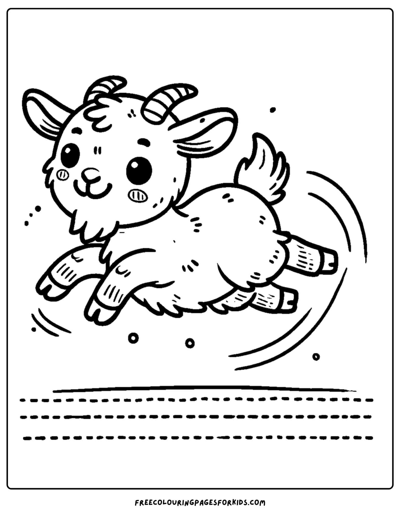 goat jumping playfully coloring page