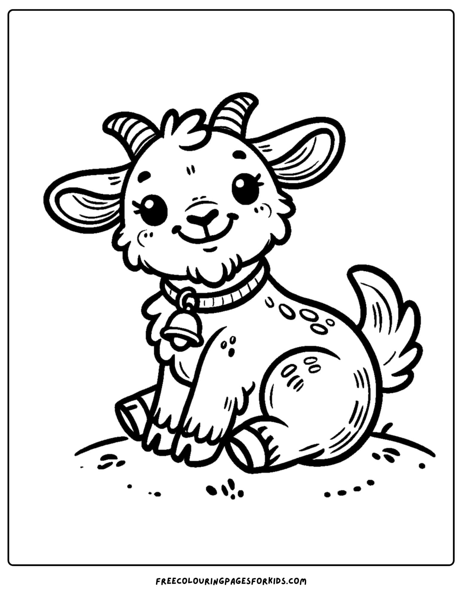 goat wearing a bell coloring page