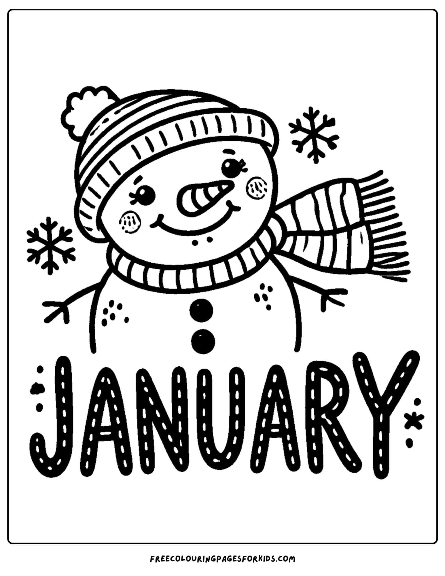 january themed snowman coloring page