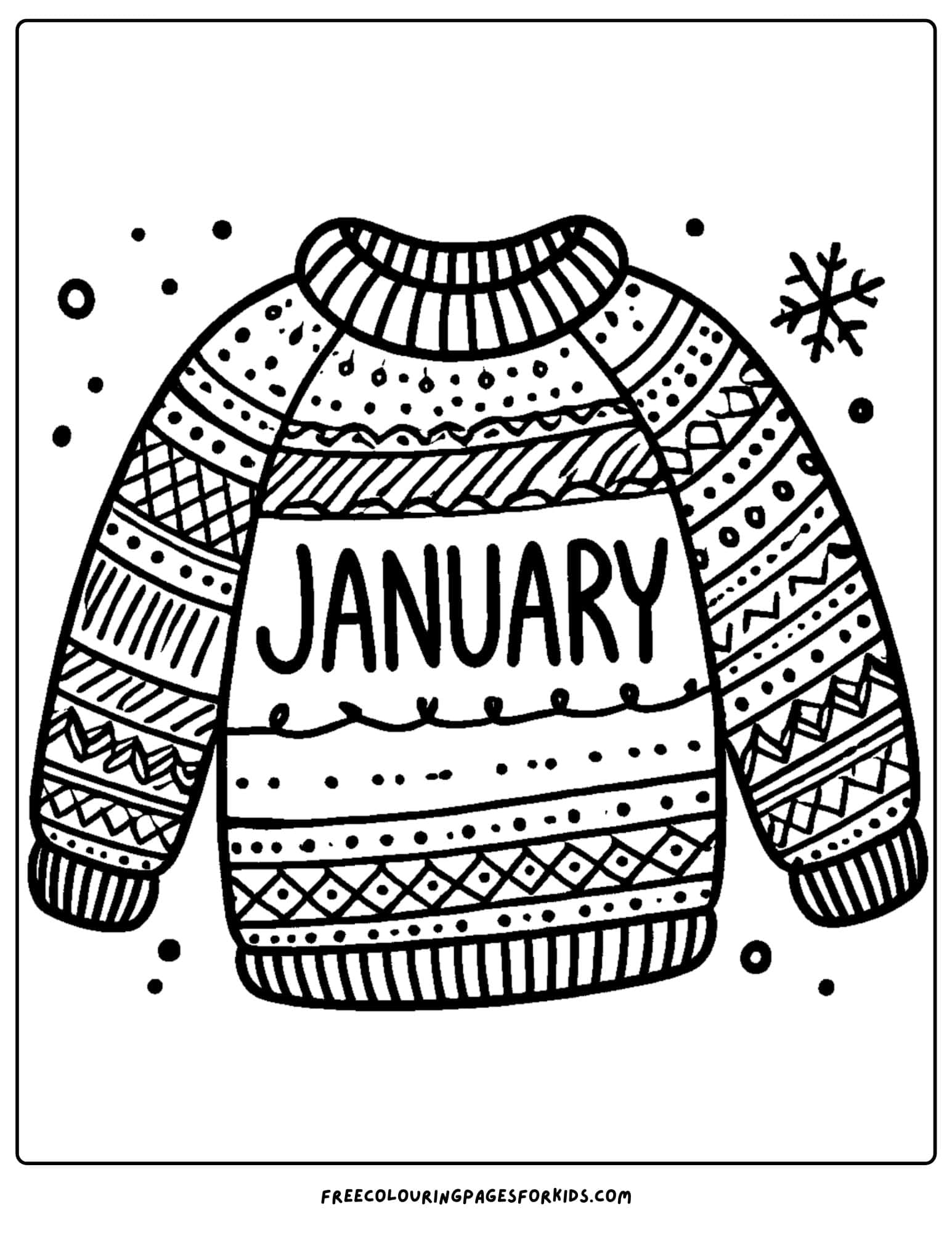 january themed sweater coloring page