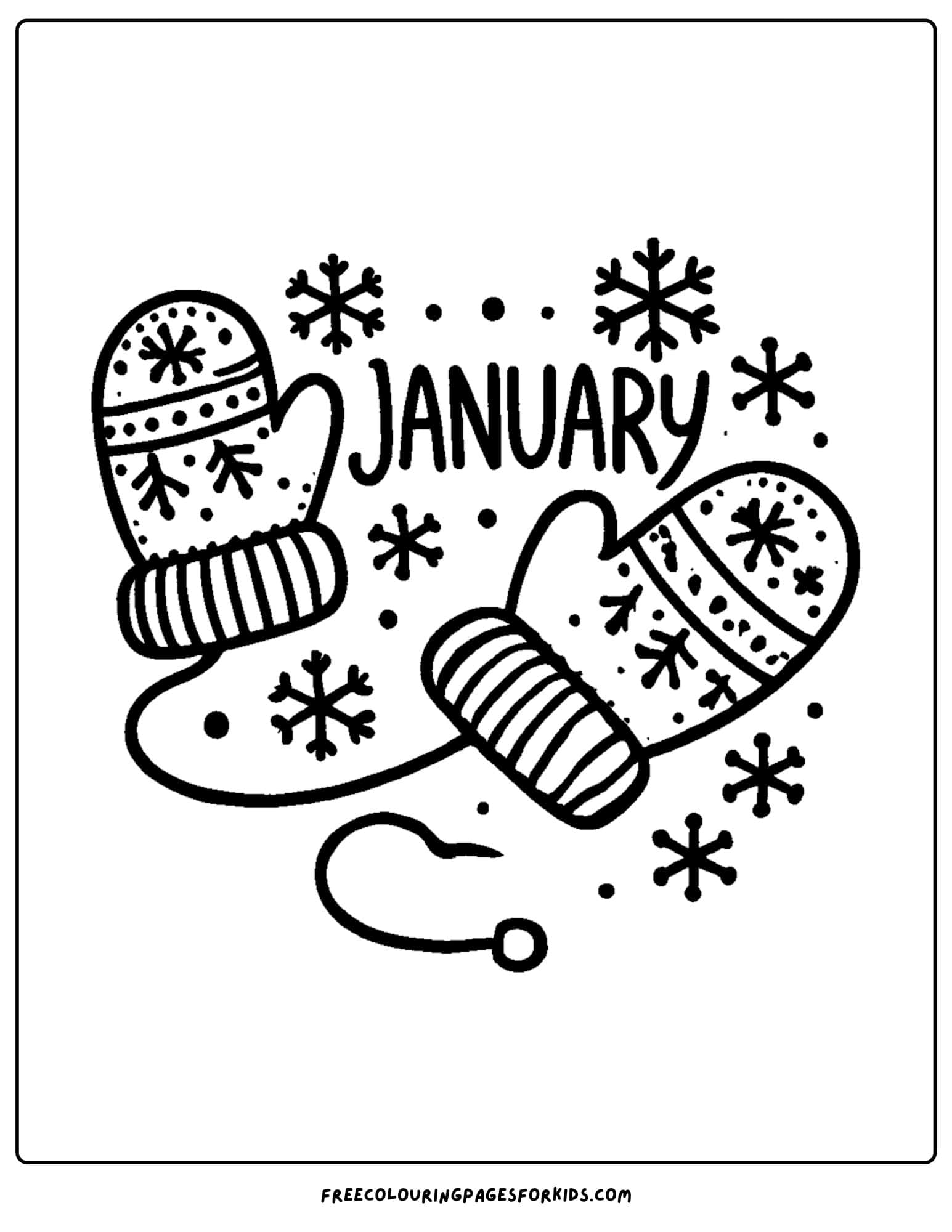 january themed mittens coloring page