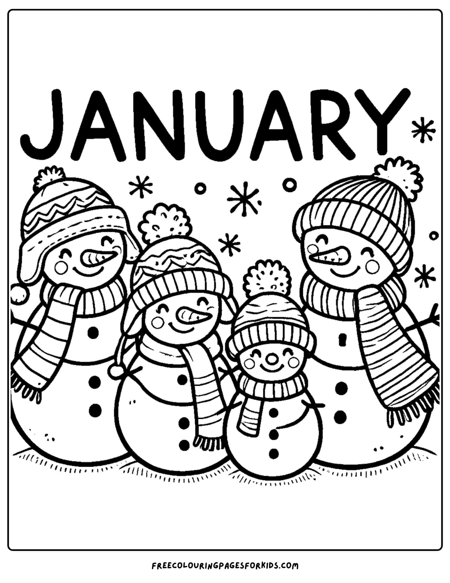 january snowman family coloring page